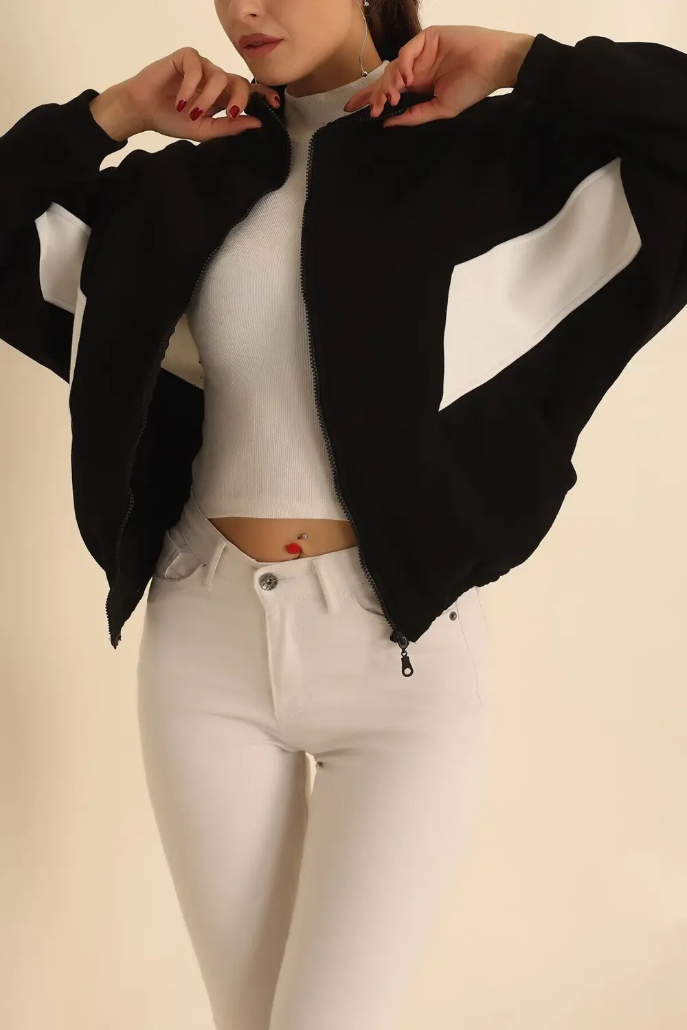 Gömlek yaka & Parçali Fermuarlı Polar