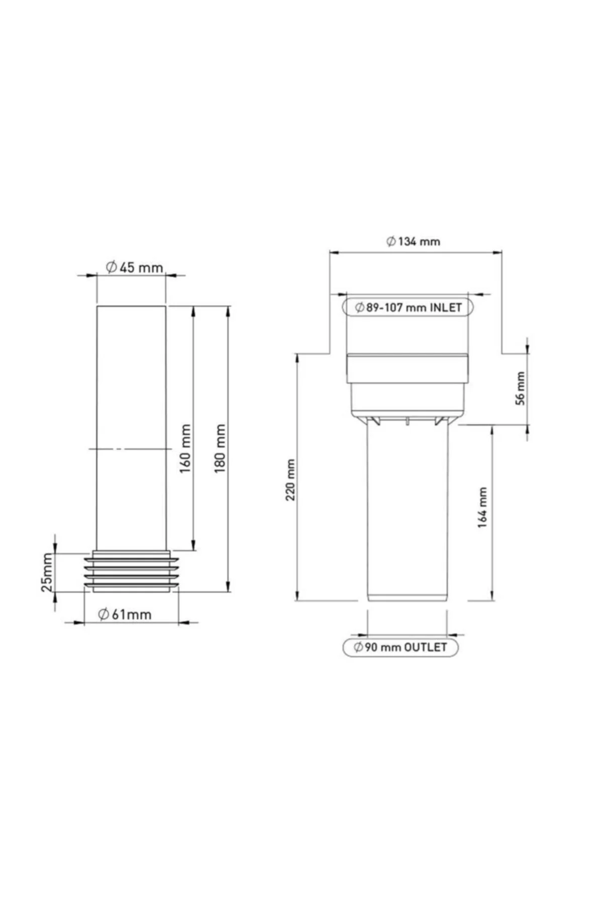 Gömme Rezervuar Pis Su Çıkış Borusu(90*220 Mm) + Temiz Su Giriş Borusu(45*180mm) Takımı Fiyatı, Yorumları ve Özellikleri