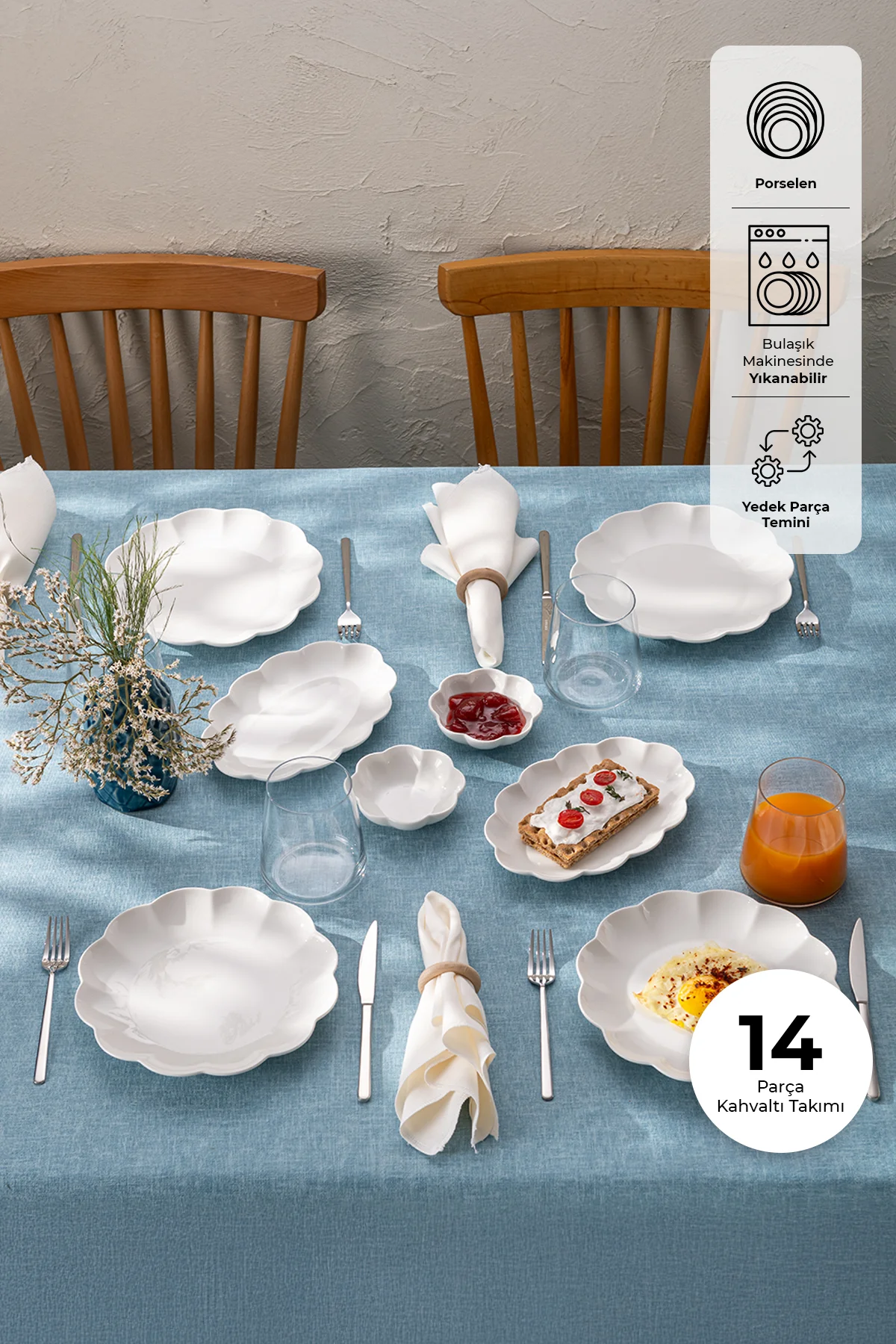 Gonca 14 Parça 6 Kişilik Kahvaltı Takımı