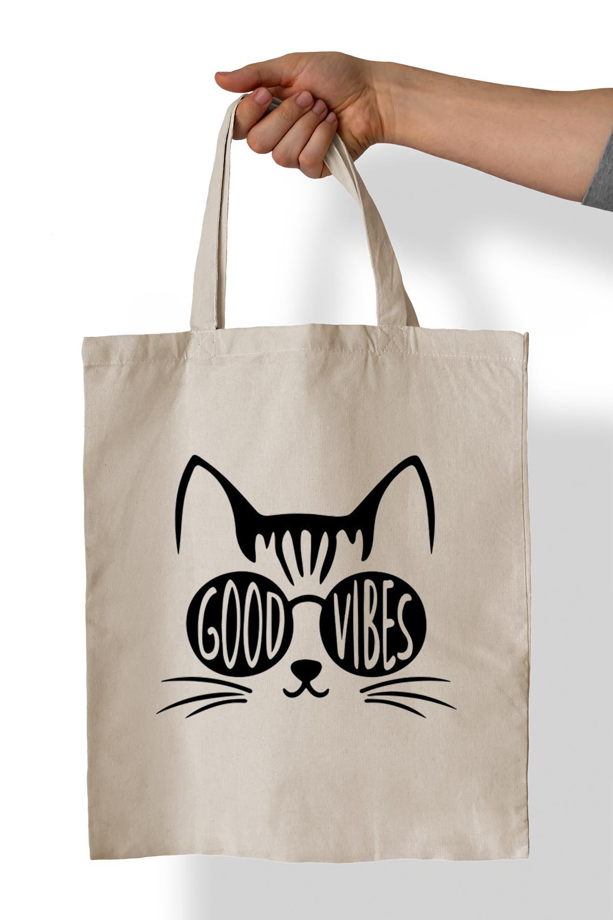 Remonz Good Vibes Baskili %100 Pamuk 35X38 Cm Bez Çanta