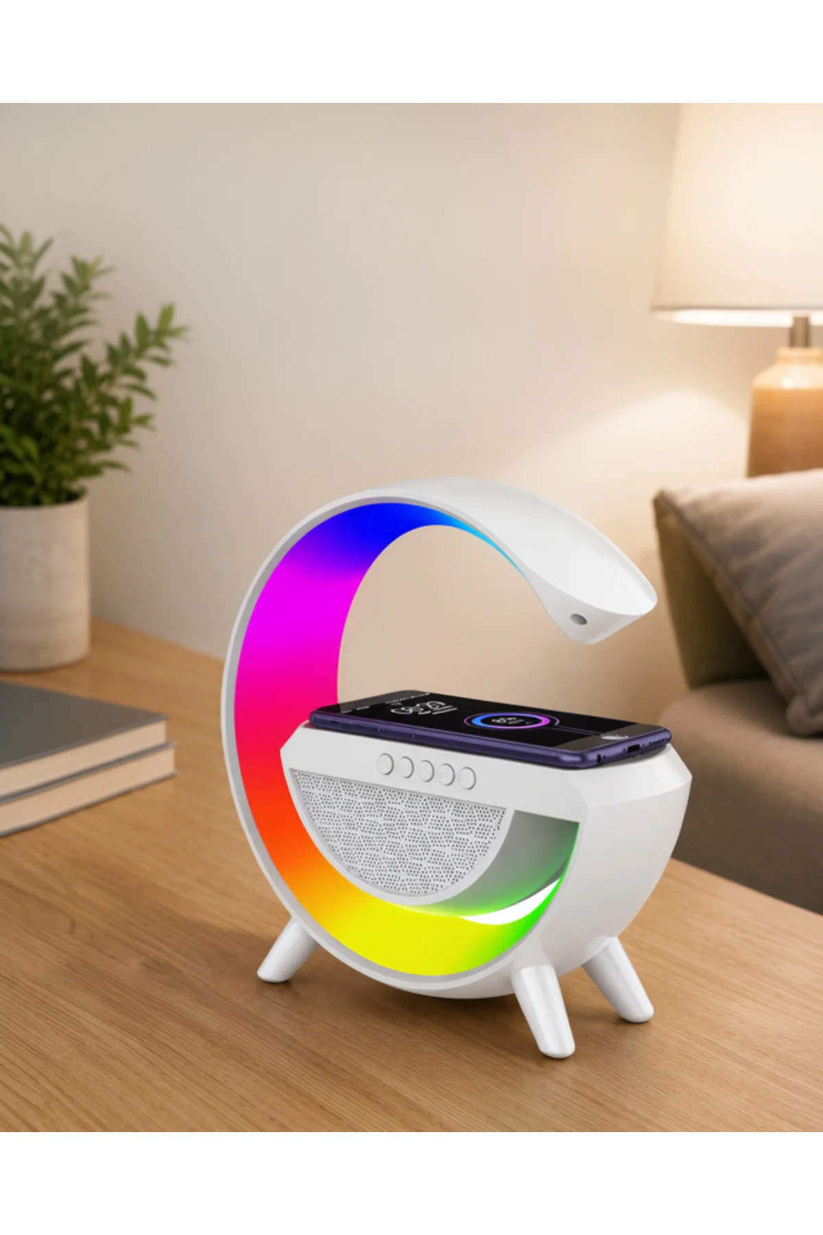 Google Bluetooth Hoparlör Gece Lambası Kablosuz Şarj Özellikli Google Bluetooth Hoparlör Gece Lambası Kablosuz Şarj Özellikli
