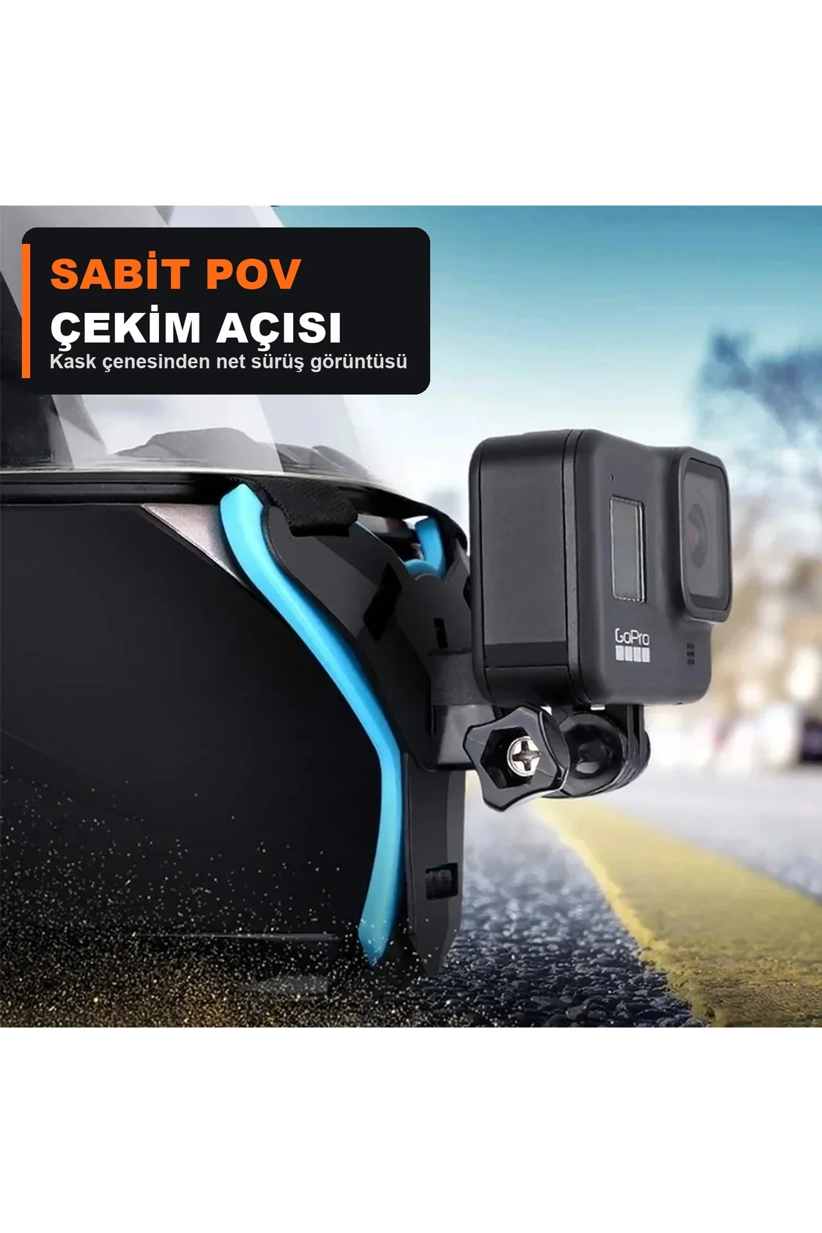 GoPro Hero 13 DJI Osmo Action 6 Insta360 Uyumlu Motosiklet Kask Çene Montaj Aparatı Jaw Mount Siyah - Görsel 2