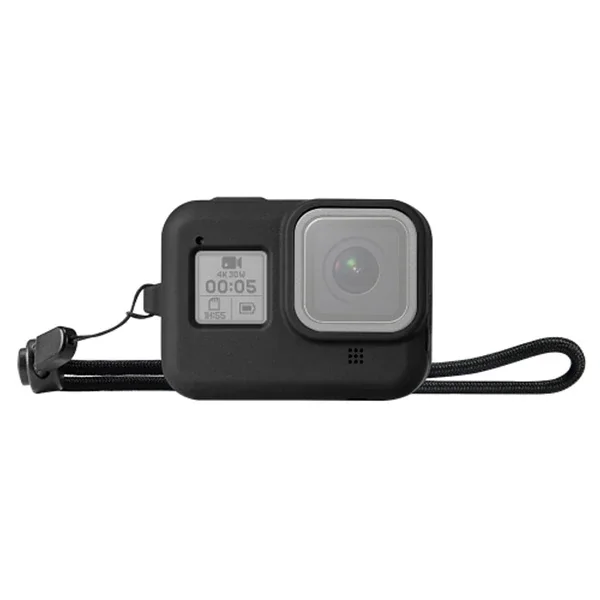 GoPro HERO8 Silikon Kılıf + Bilek Kayışı - Darbe ve Çizik Koruması