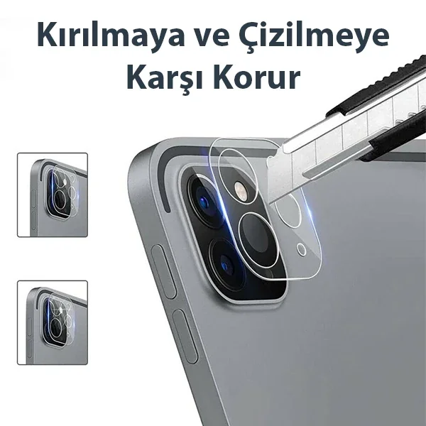 GOR iPad Pro 11 İPad Pro 12.9 2020-2021 3D Cam Kamera Koruyucu 2 SET-1852 GOR iPad Pro 11 İPad Pro 12.9 2020-2021 3D Cam Kamera Koruyucu 2 SET-1852