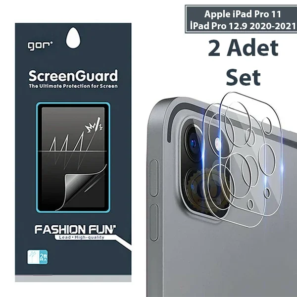 GOR iPad Pro 11 İPad Pro 12.9 2020-2021 3D Cam Kamera Koruyucu 2 SET-1852 GOR iPad Pro 11 İPad Pro 12.9 2020-2021 3D Cam Kamera Koruyucu 2 SET-1852