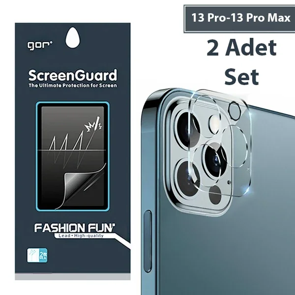 GOR İPhone 13 Pro 13 Pro Max 3D Tempered Cam Kamera Koruyucu 2Adet Set-1852