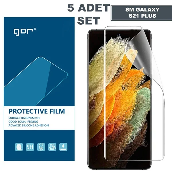 GOR SM Galaxy S21+Plus HD Darbe Emici Ekran Koruyucu Jelatin 5 Adet Set-1852