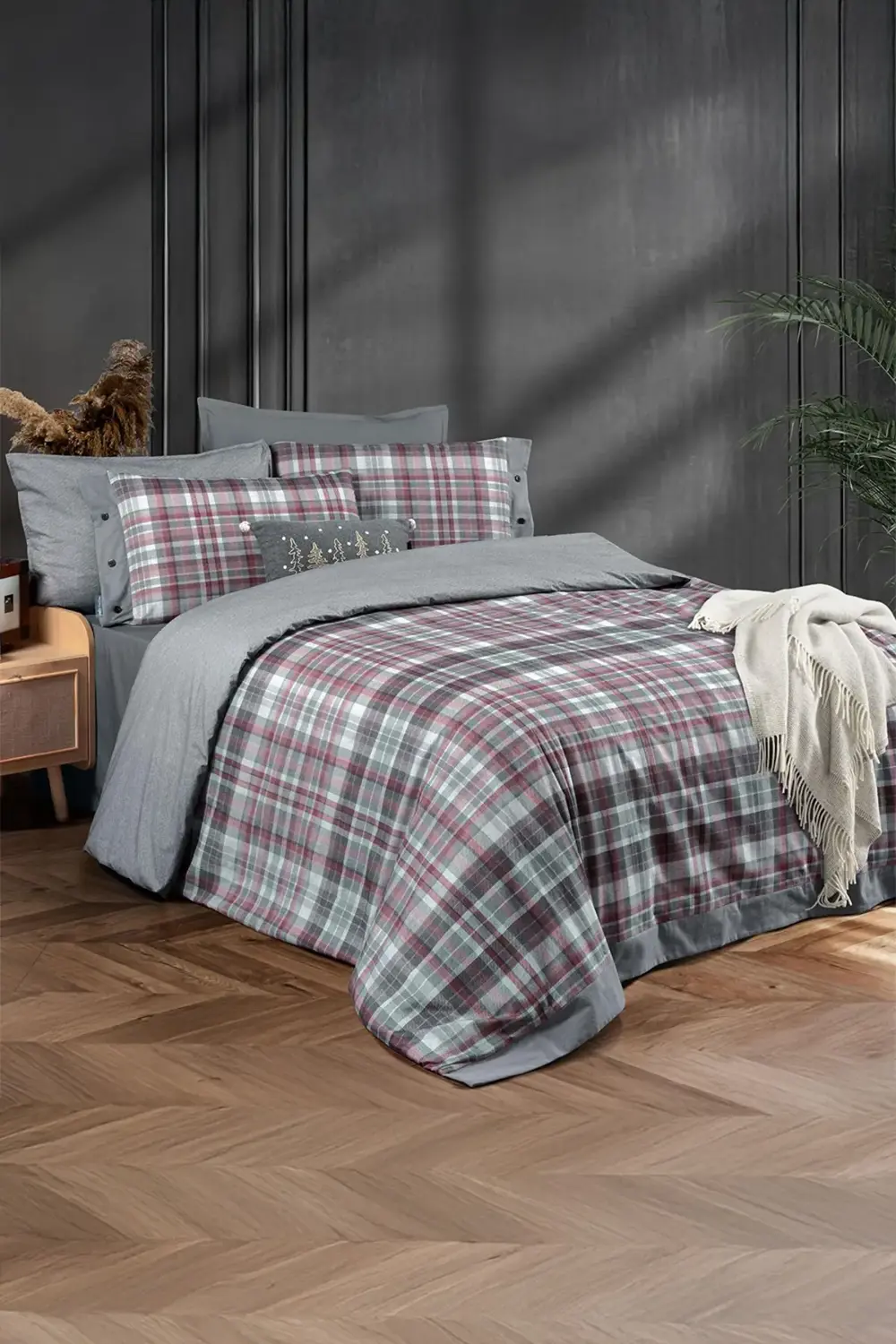 Gordon Gri Tek Kişilik %100 Pamuk Fancy Dream Nevresim Takımı