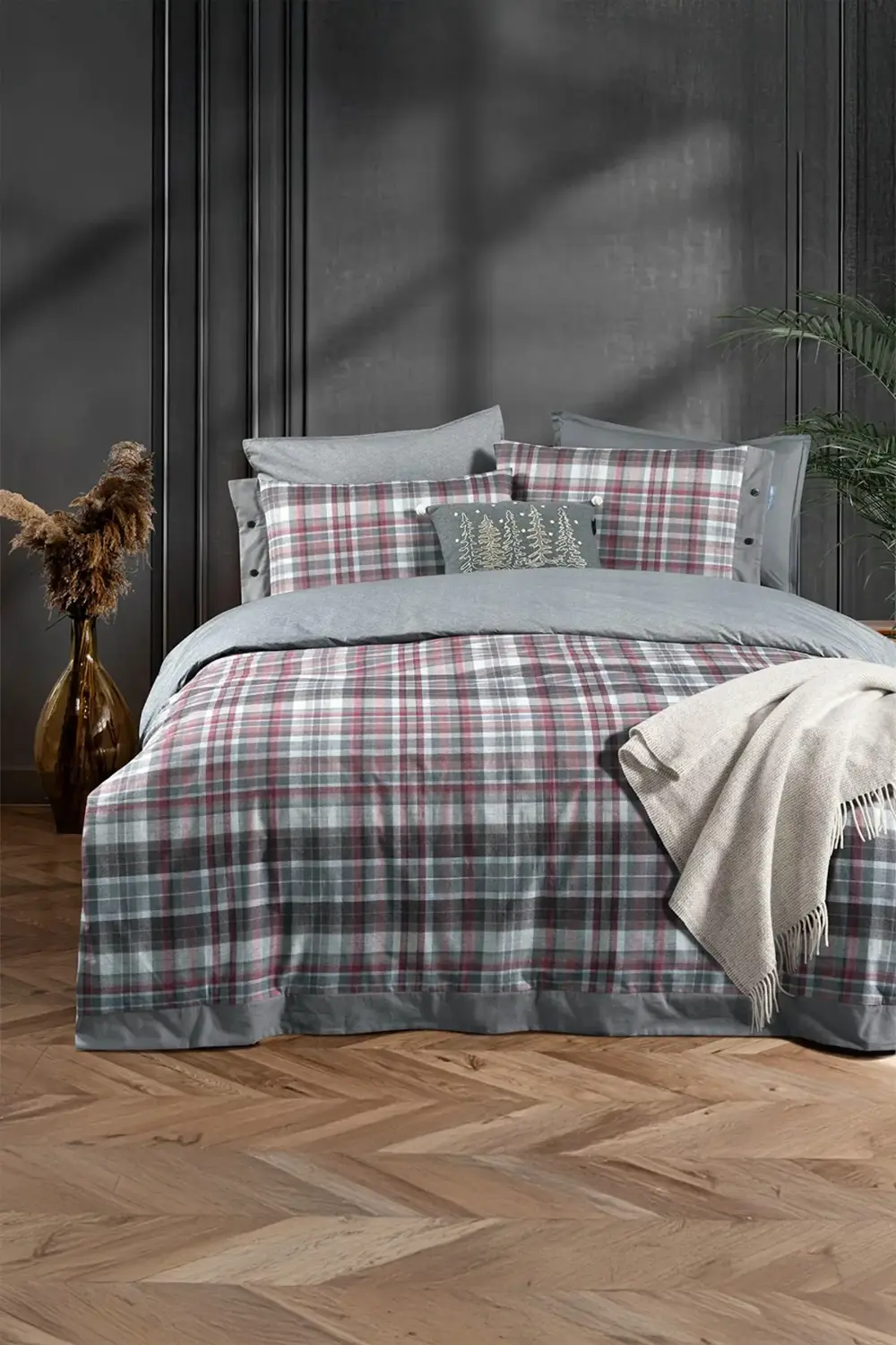 Gordon Gri Tek Kişilik %100 Pamuk Fancy Dream Nevresim Takımı