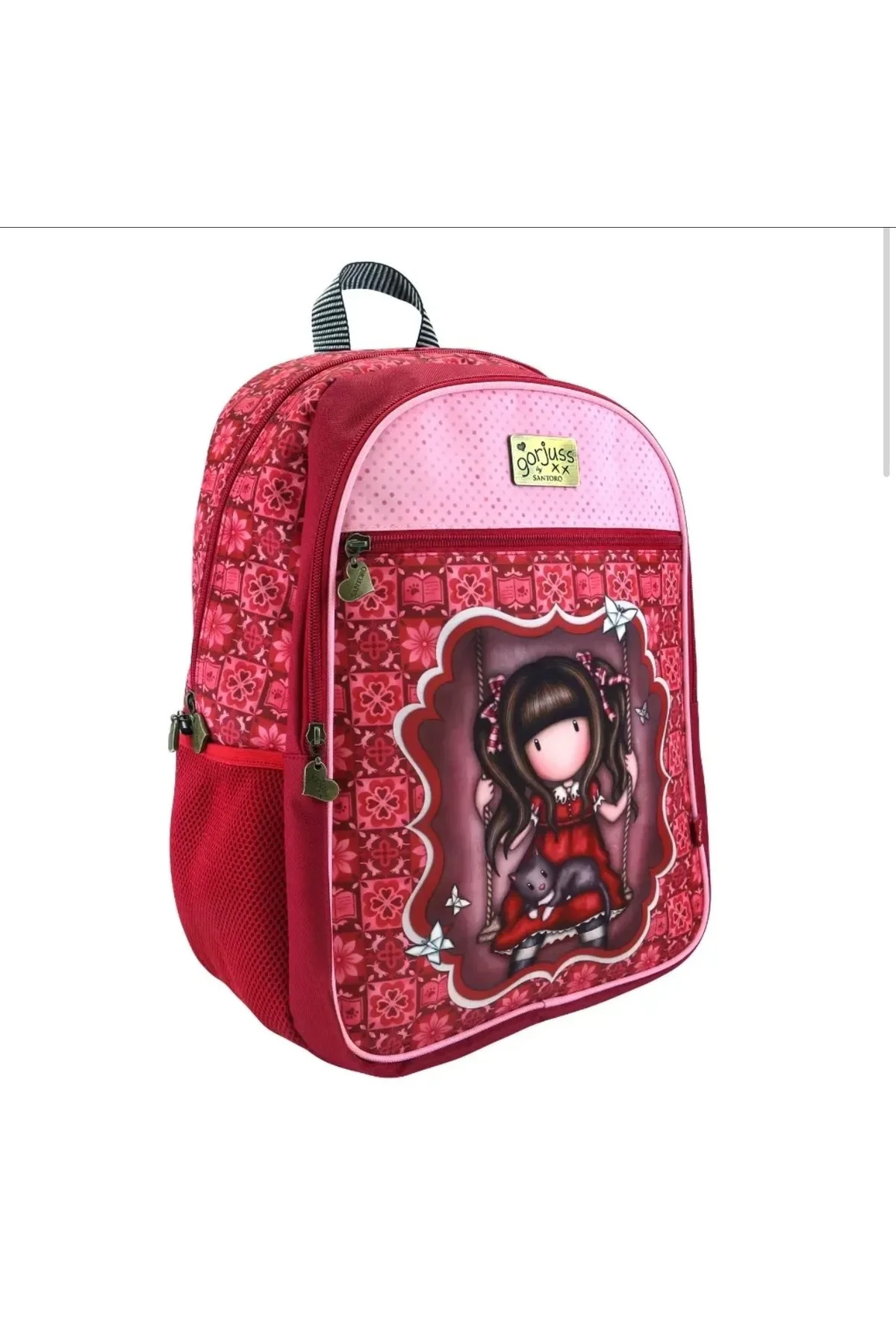 Gorjuss Kız Çocuk Sırt Çantası Pembe Bordo Desenli Okul Çantası⁠