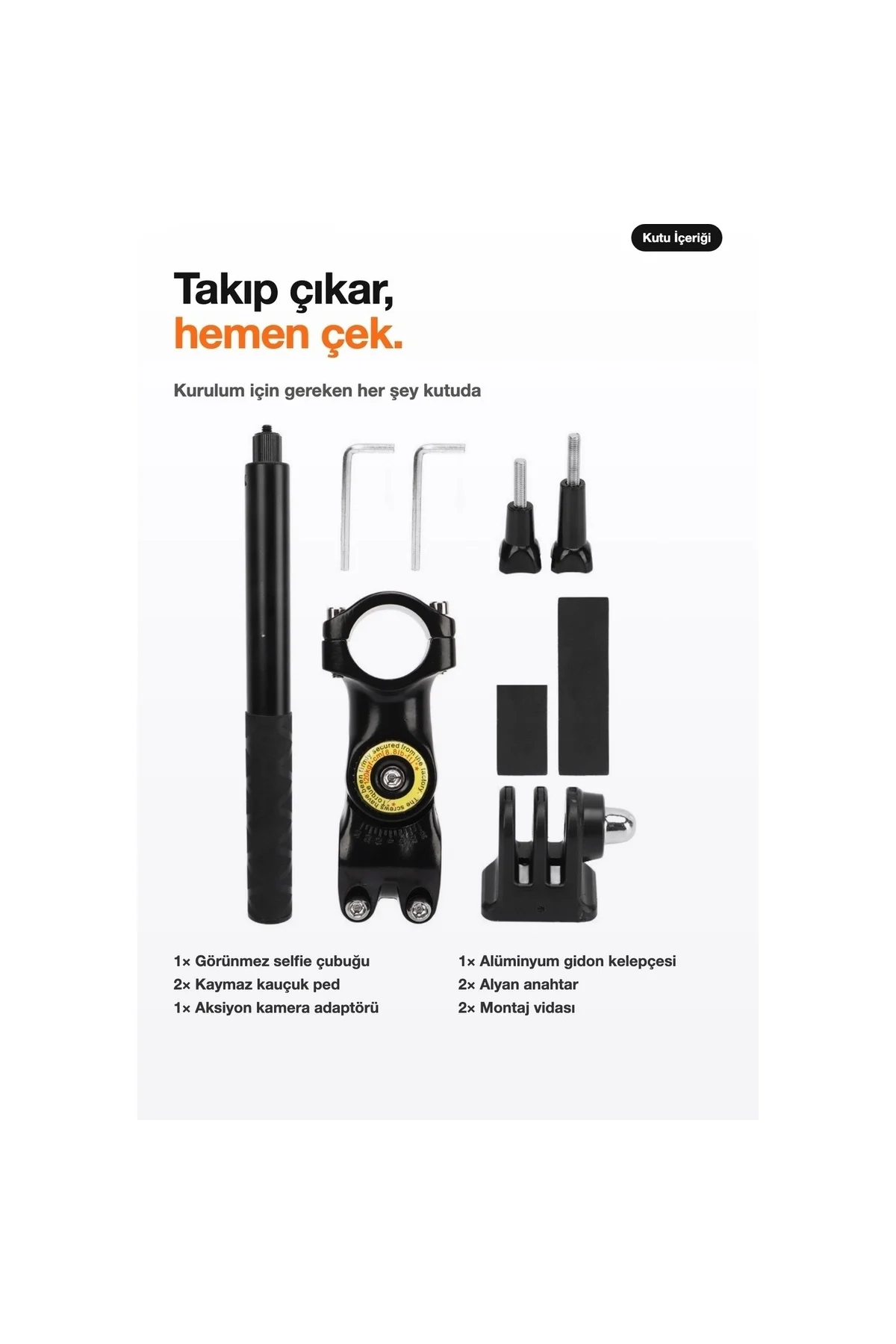 Görünmez Selfie Çubuğu Gidon Montaj Kiti 114 cm Motosiklet Bisiklet - Insta360 X5 X4 X3 Uyumlu - Görsel 3