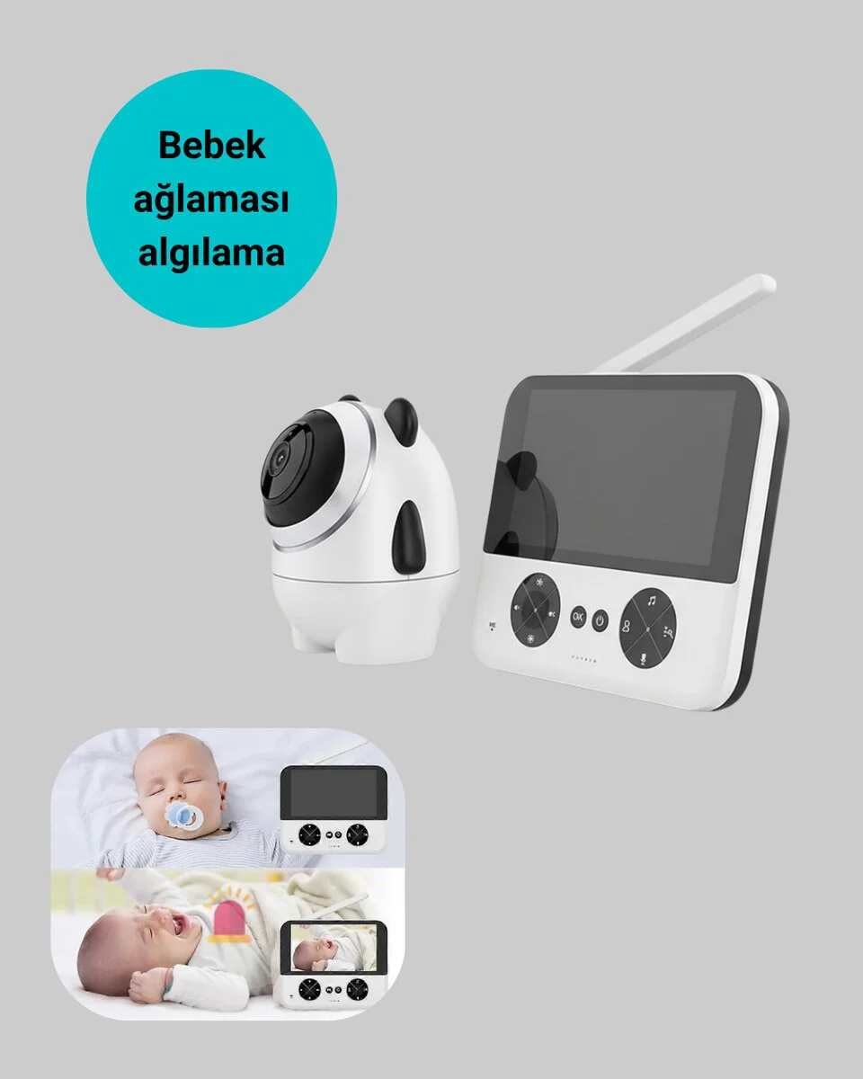 Görüntülü Bebek Monitörü 4.3 İnç HD Ekran ve Sesli İletişim - Gece Görüşü ve Ağlama Algılama