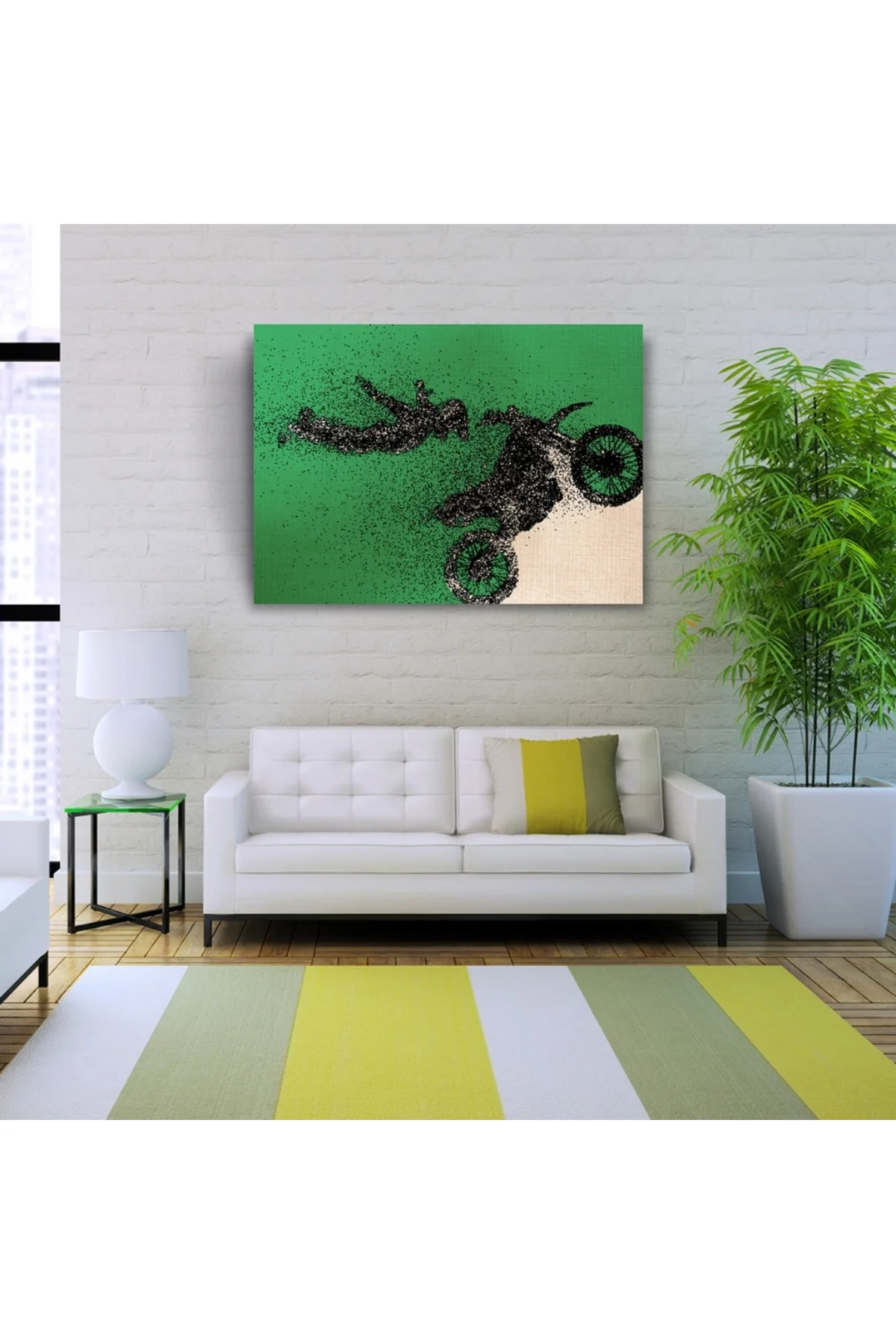 Gösteri yapan Motokrosçu Kanvas Tablo 50 x 70