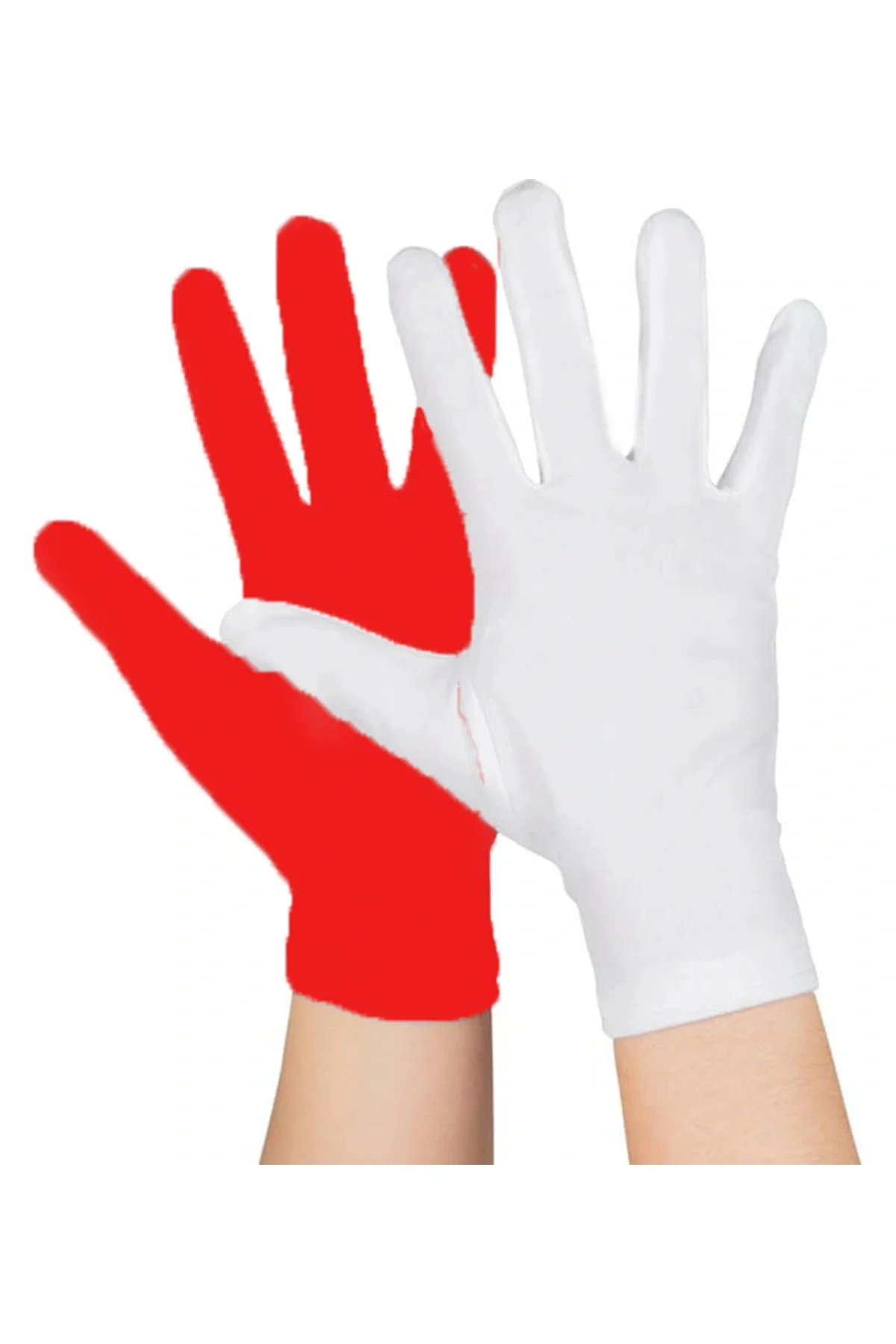 Gösteriler İçin 1 Çift Kırmızı Beyaz Pandomim Eldiveni Çocuk Boy Gösteriler İçin 1 Çift Kırmızı Beyaz Pandomim Eldiveni Çocuk Boy