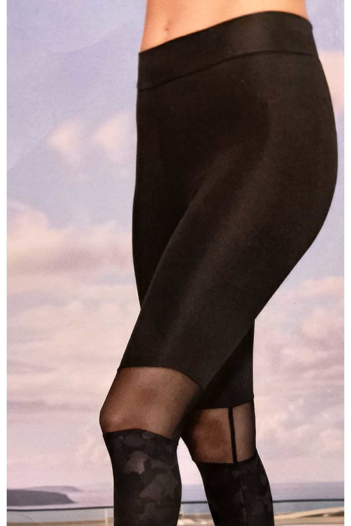 Monalisa Home Gösterişli Siyah Renk Dizleri Tül Detaylı Tayt M Beden