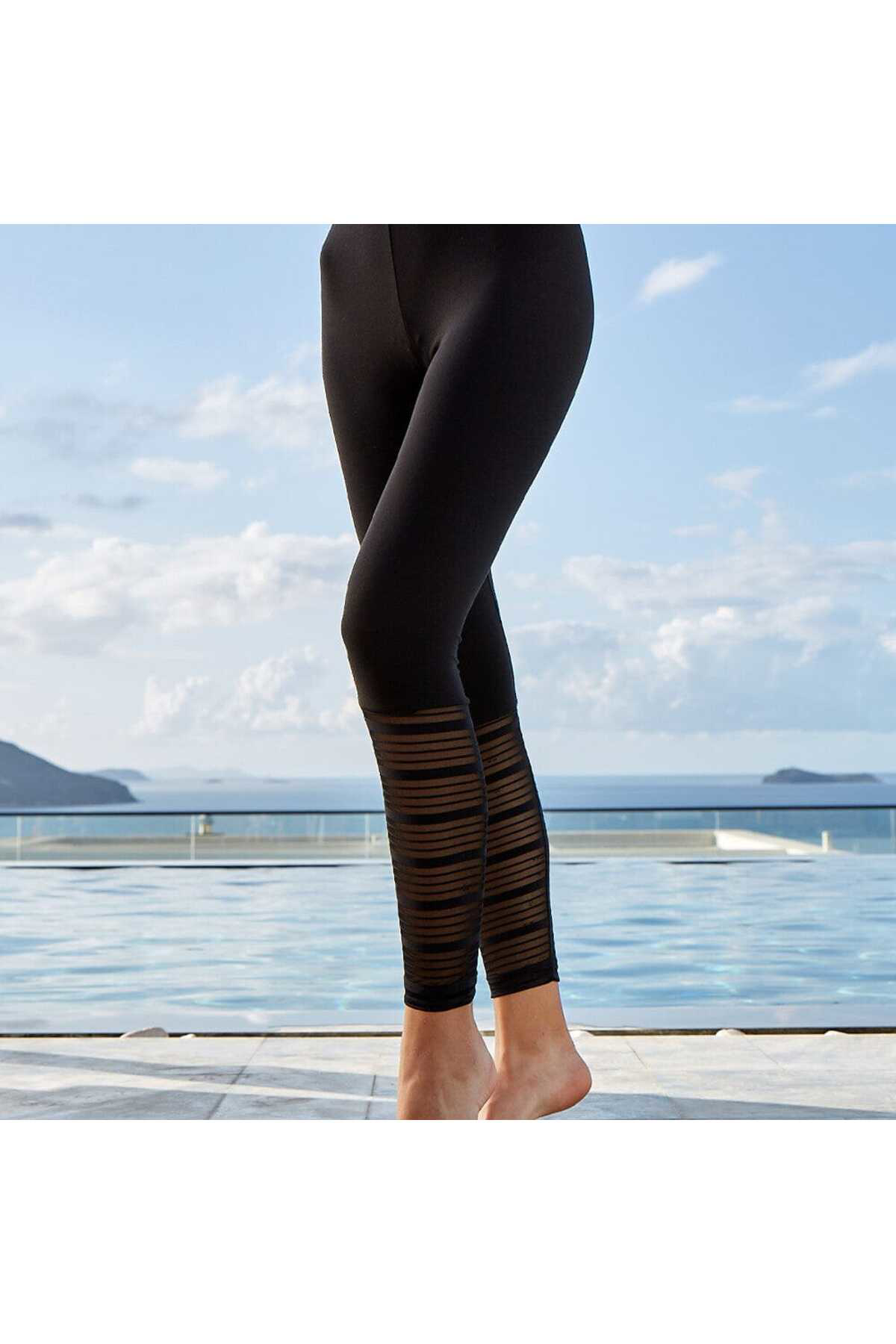 Monalisa Home Gösterişli Siyah Renk Alt Bacak Tül Detaylı Tayt M Beden