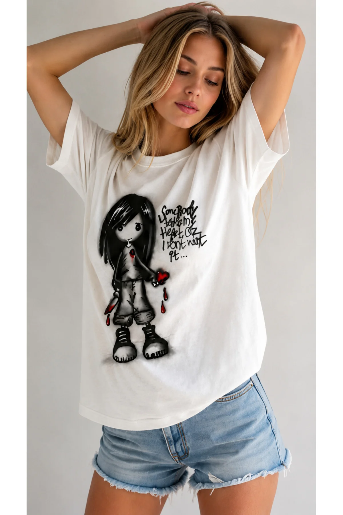 Gothic Girl Baskılı Beyaz Tişört Fiyatı, Yorumları ve Özellikleri