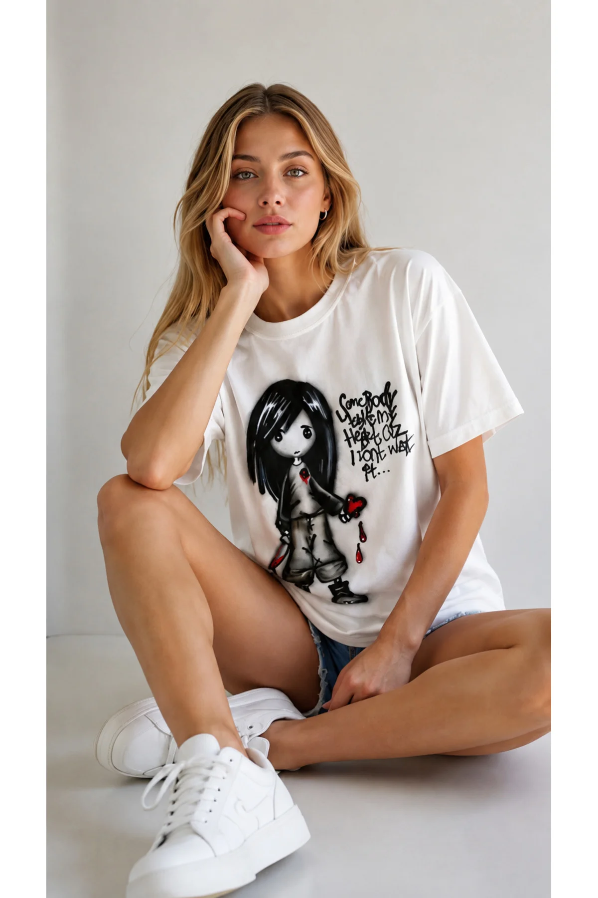 Gothic Girl Baskılı Beyaz Tişört Fiyatı, Yorumları ve Özellikleri