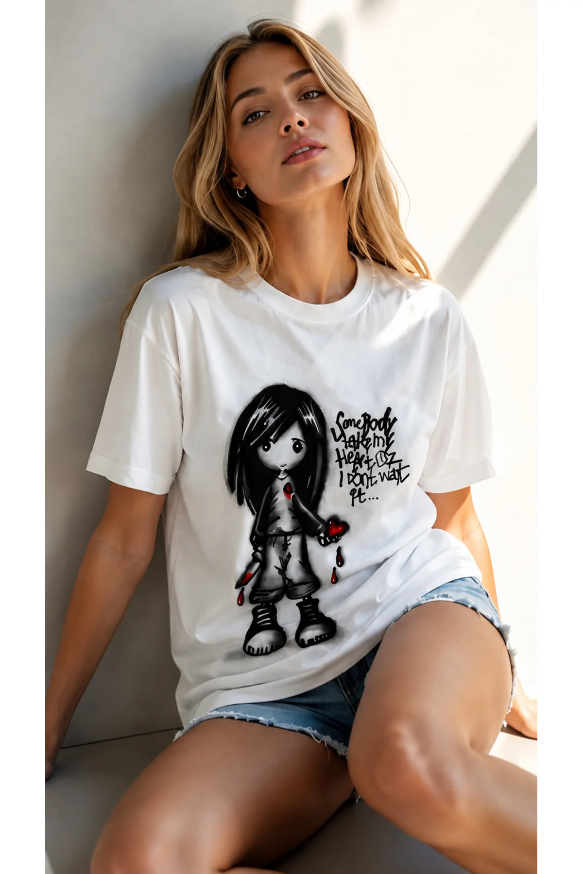 Gothic Girl Baskılı Beyaz Tişört Fiyatı, Yorumları ve Özellikleri