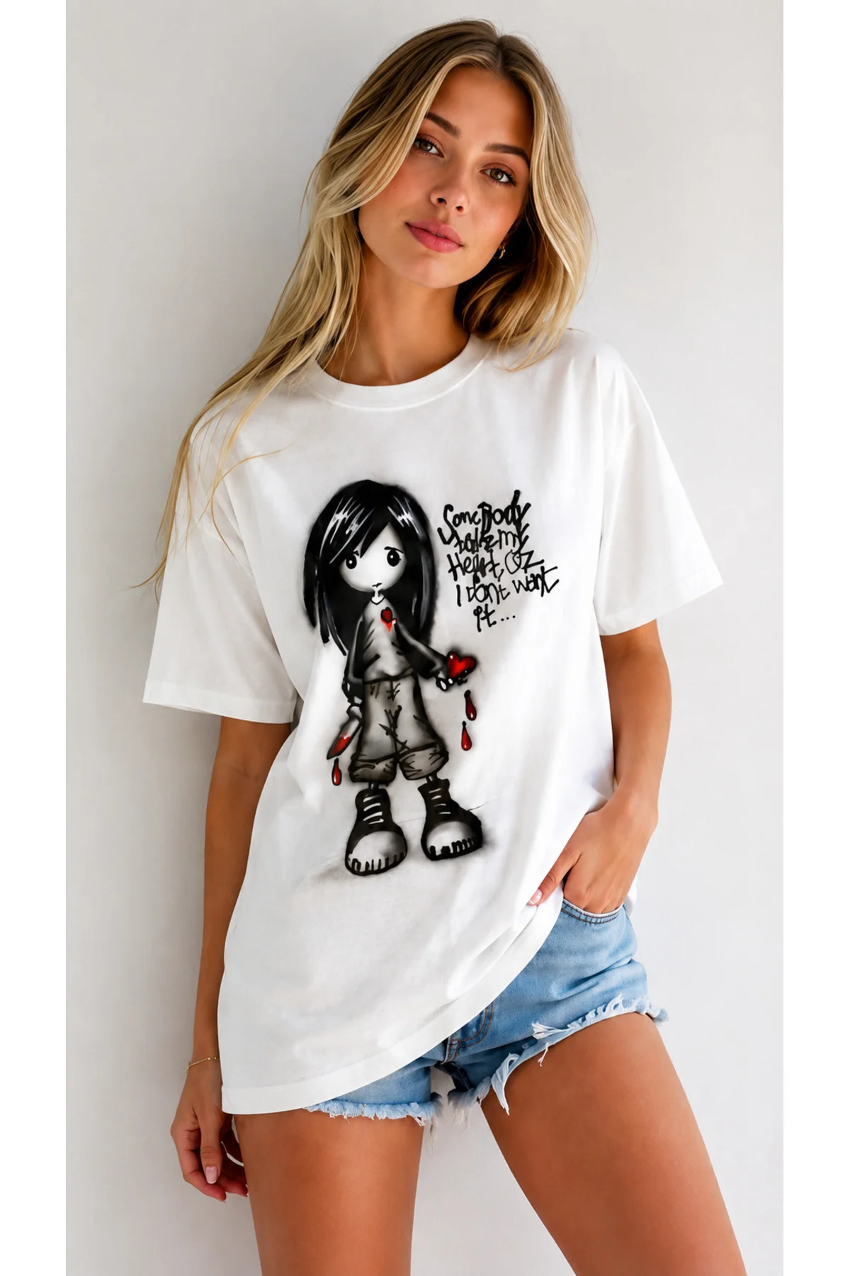 Gothic Girl Baskılı Beyaz Tişört Fiyatı, Yorumları ve Özellikleri