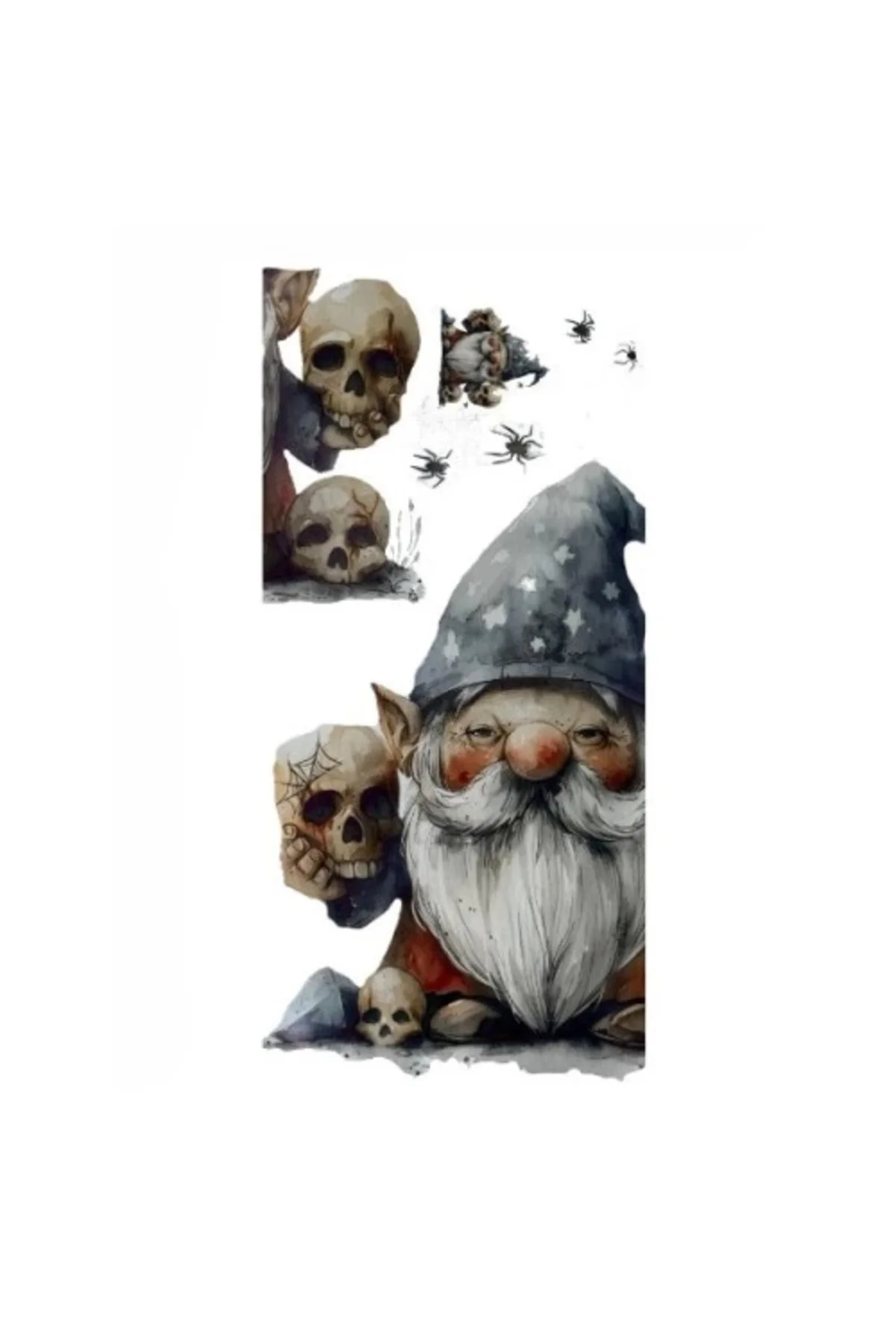 Gotik Cüce ve Kafatası Halloween Duvar Sticker Seti
