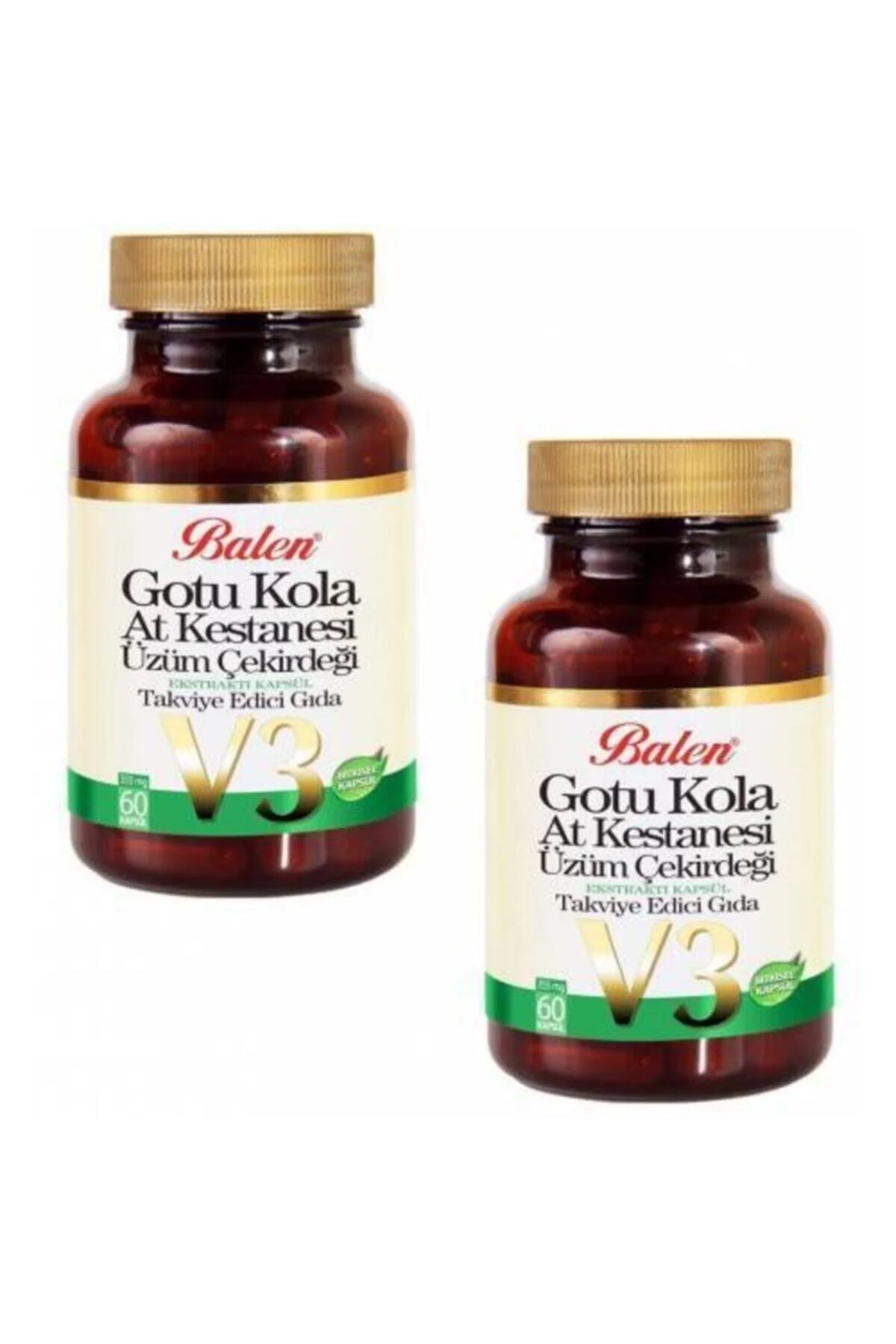 Gotu Kola At Kestanesi Üzüm Çekirdeği V3 60 Kapsül x 355mg 2 Kutu