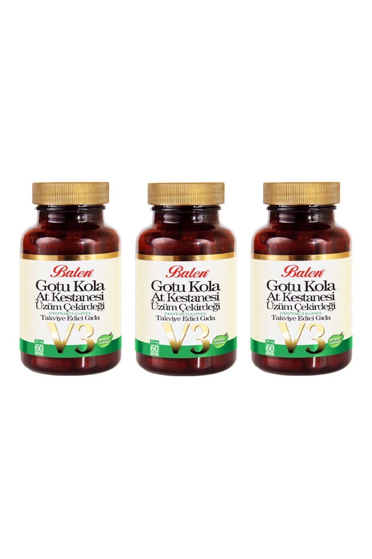 Gotu Kola-at Kestanesi-üzüm Çekirdeği 60 Kapsül 3 Adet