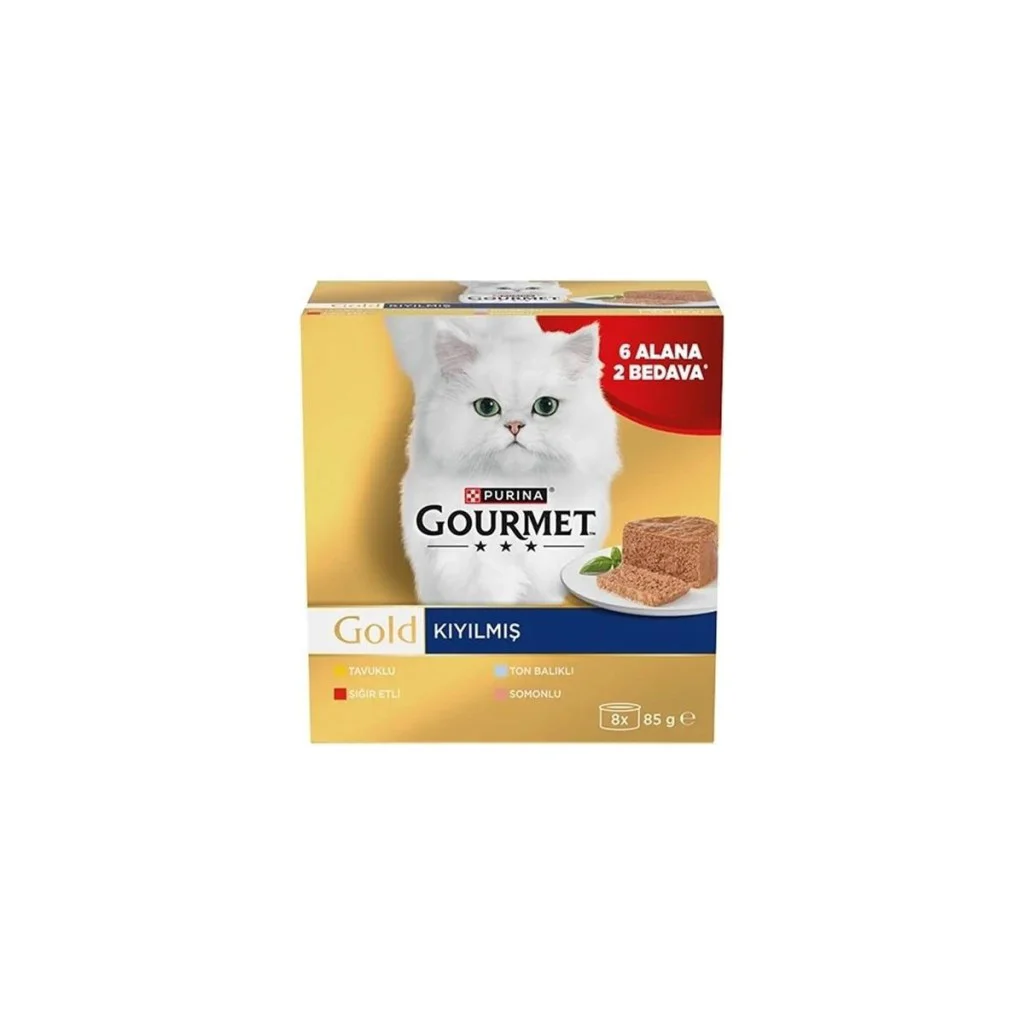 Gourmet Gold KIYILMIŞ 2Tavuklu, 2Sığır, 2Ton, 2Somon Kedi Konserv
