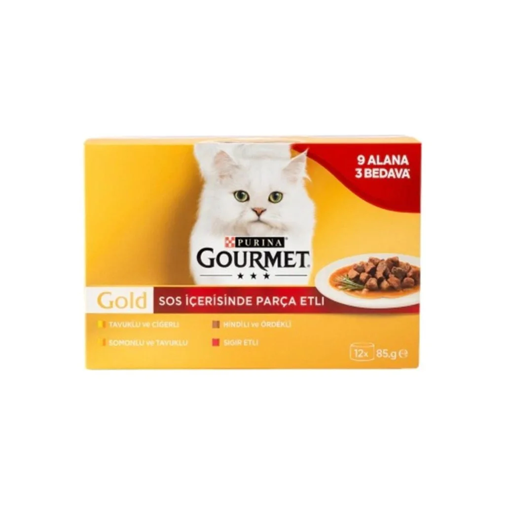 Gourmet Gold PARÇA ETLİ KARIŞIK Konserve Kedi Maması 12x85 gr