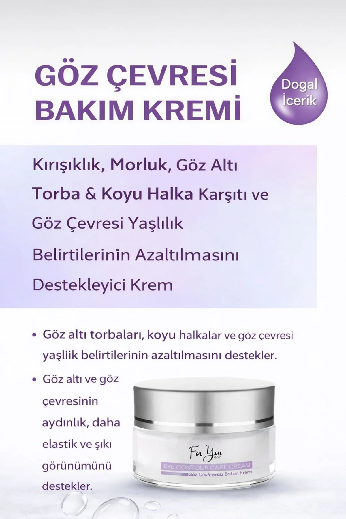 Göz Altı Torba, Morluk & Koyu Halka Karşıtı Yoğun Nemlendirici Gö