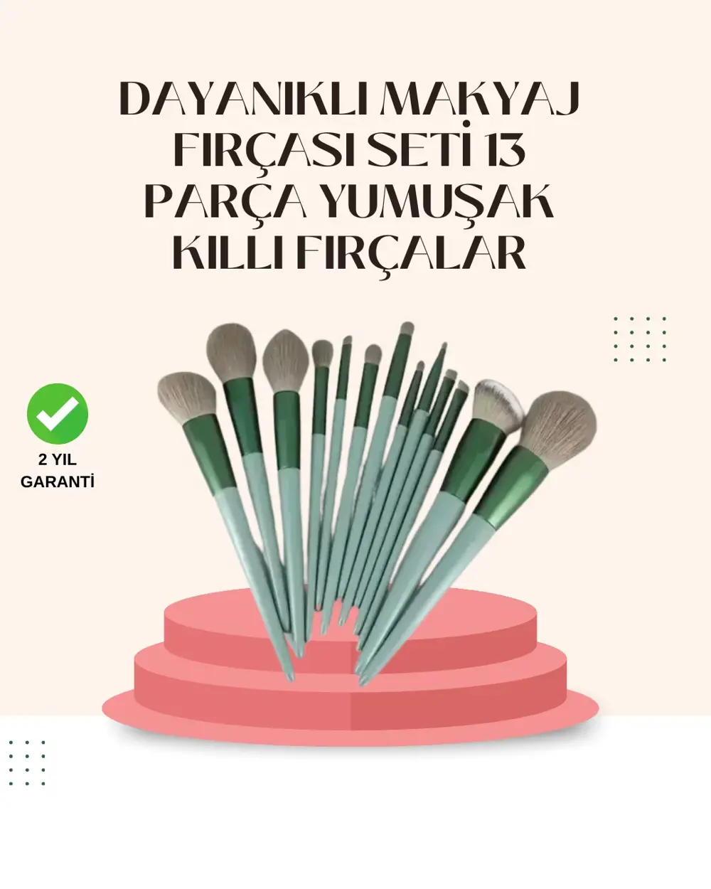 Göz Farı Allık Fondöten İçin Uygun 13'lü Makyaj Fırçası Seti Komp