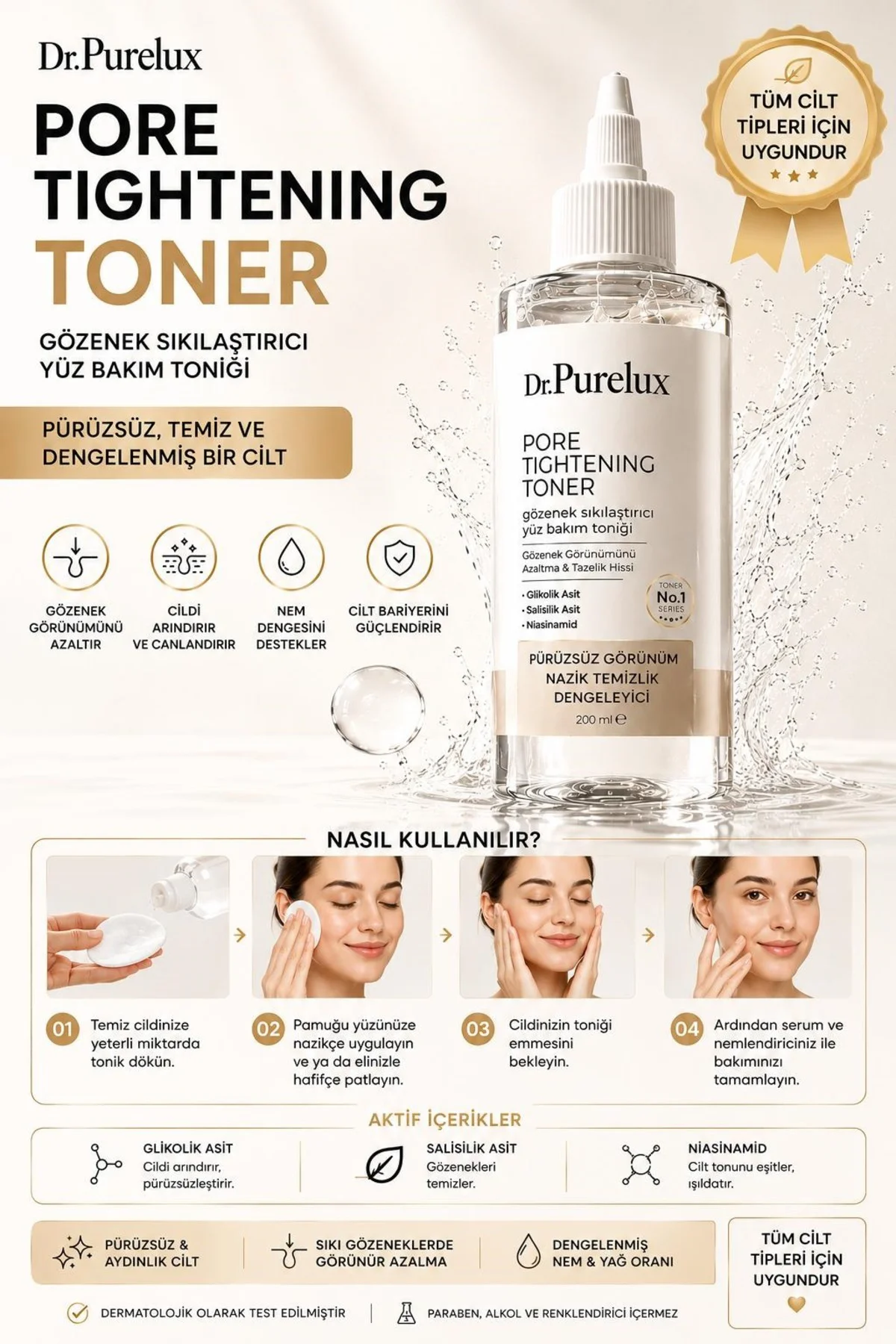 Gözenek Sıkılaştırıcı Yüz Toniği 200 ML | Glikolik Asit & Salisil