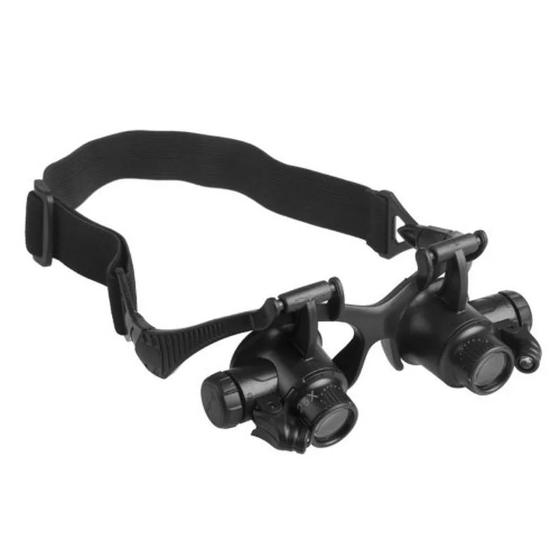 Gözlük Modeli 10X 15X 20X 25X Lens 2 Led Işıklı Büyüteç 9892G