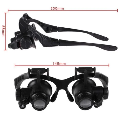 Gözlük Modeli 10x 15x 20x 25x Lens,2led Işıklı,büyüteç - Görsel 2