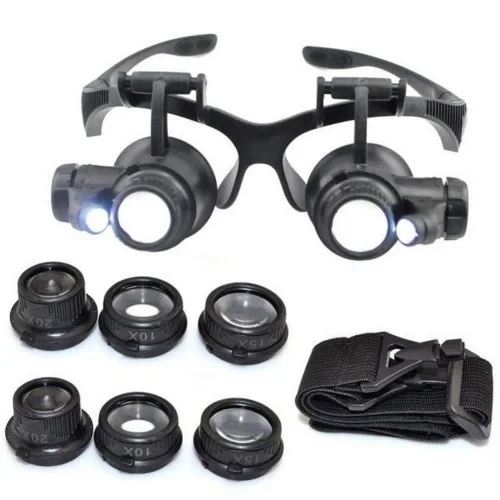 Gözlük Modeli 10x 15x 20x 25x Lens,2led Işıklı,büyüteç - Görsel 3
