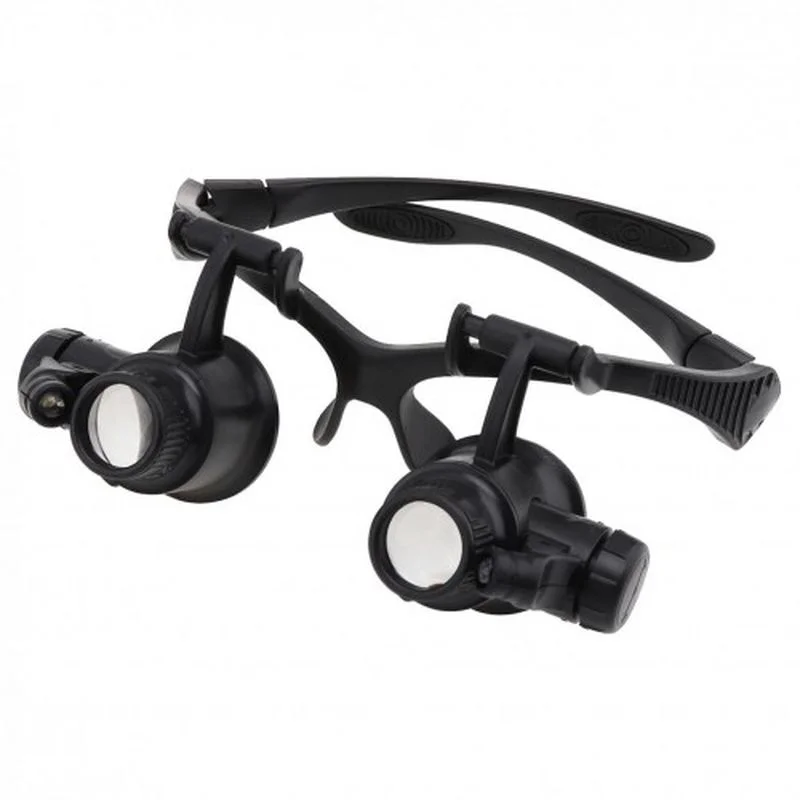Gözlük Modeli 10X 15X 20X 25X Lens 2 Led Işıklı Büyüteç 9892G