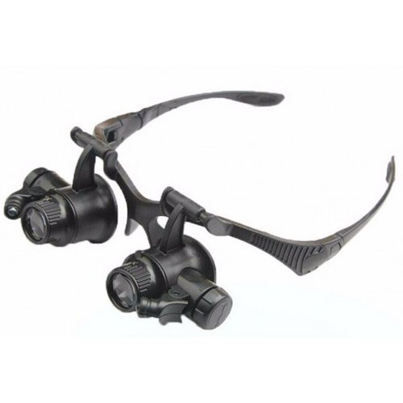 Gözlük Modeli 10X 15X 20X 25X Lens 2 Led Işıklı Büyüteç 9892G