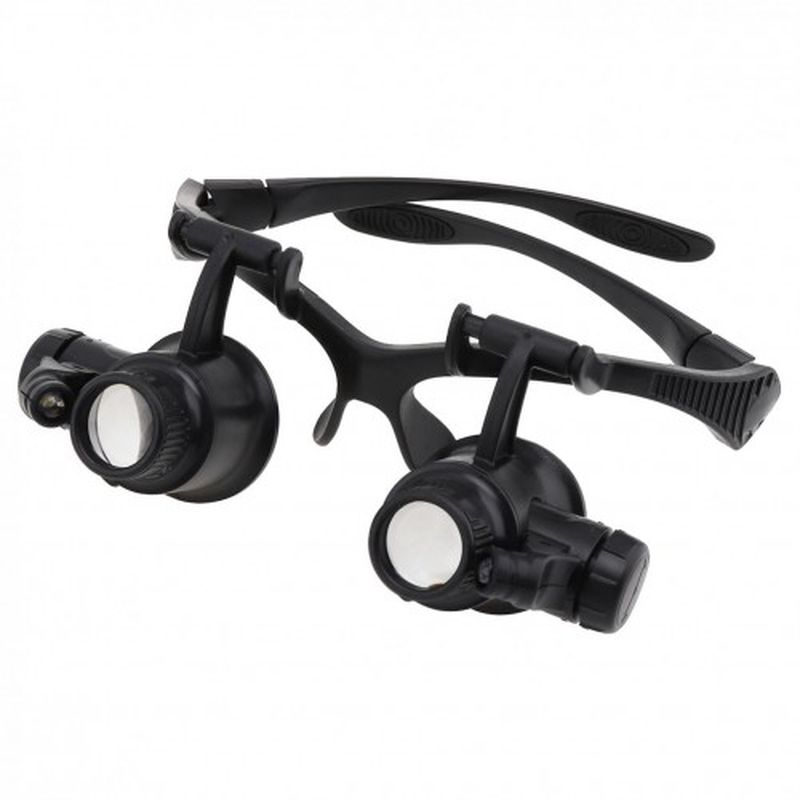 Gözlük Modeli 10X 15X 20X 25X Lens 2 Led Işıklı Büyüteç 9892G