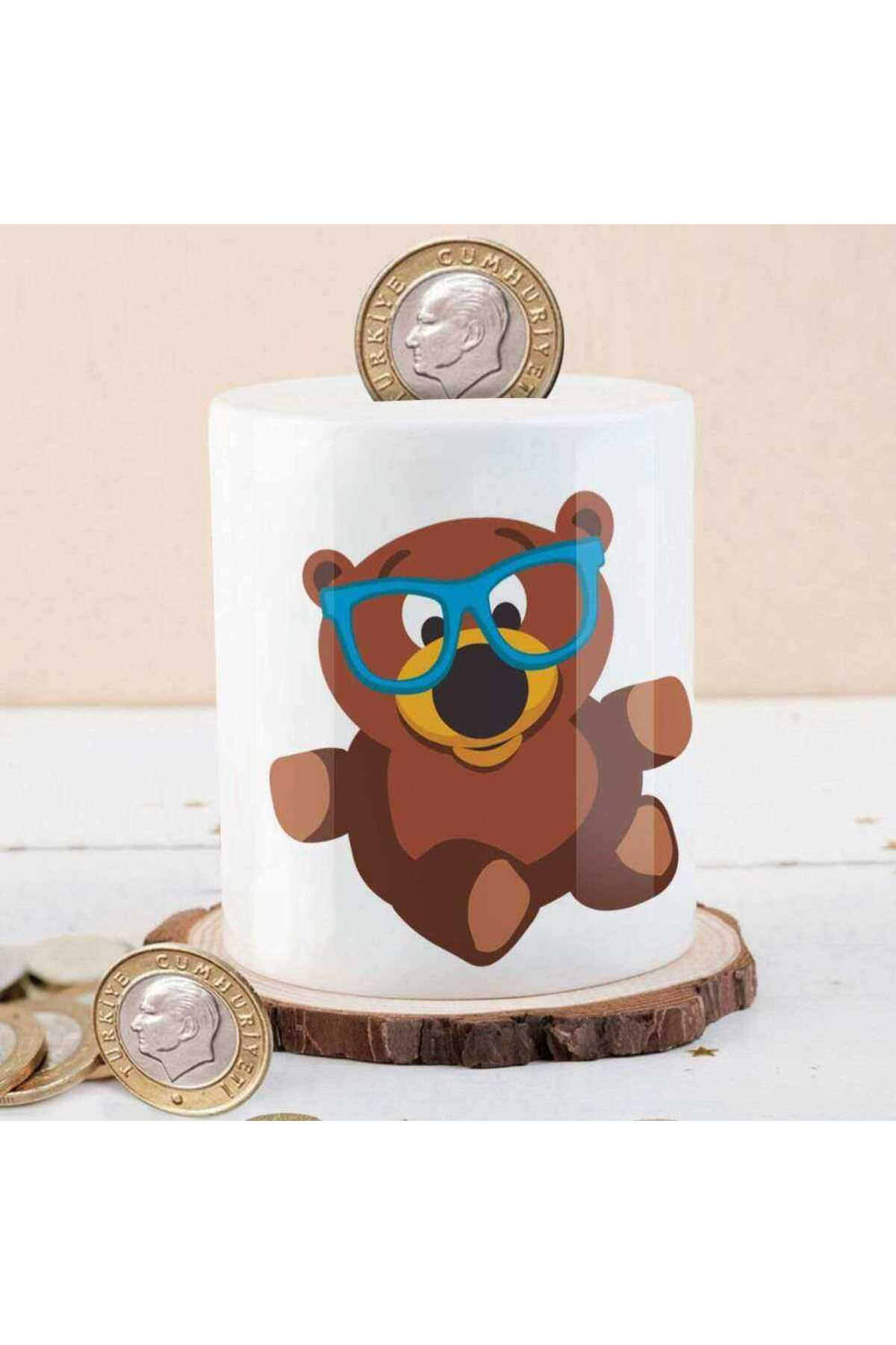 Asilmeydan Gözlüklü Sevimli Ayicik Para Birikim Kumbarasi-018130E6e45ef1