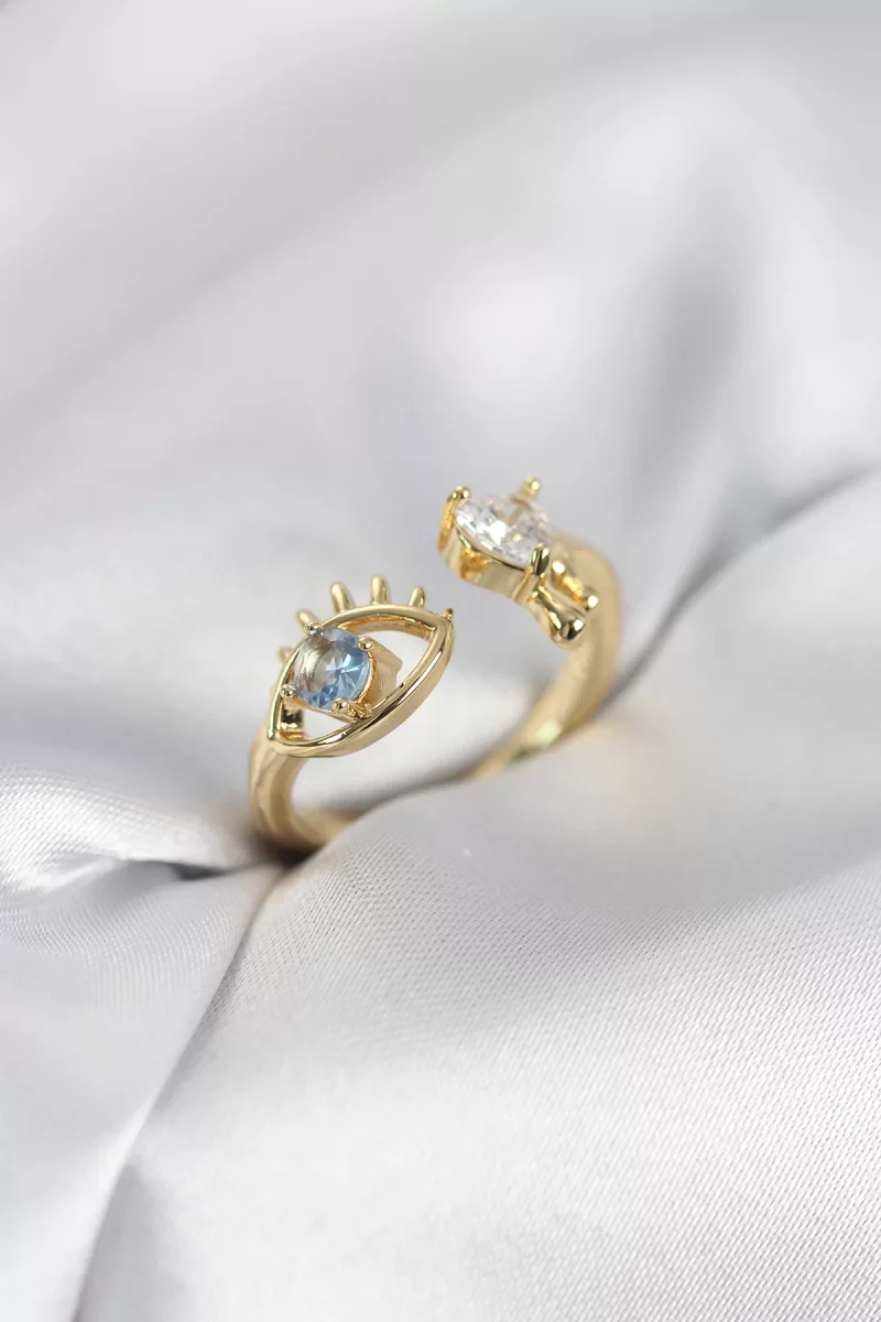 Gözyaşı Model Gold Renk Zirkon Taşlı Kadın Yüzük - Lisinya