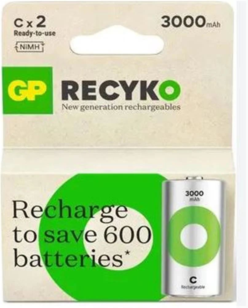Gp 3000 mAh Orta Boy Şarjlı Pil 2 li  Paket C Boy GP300CHCBMTR-2E