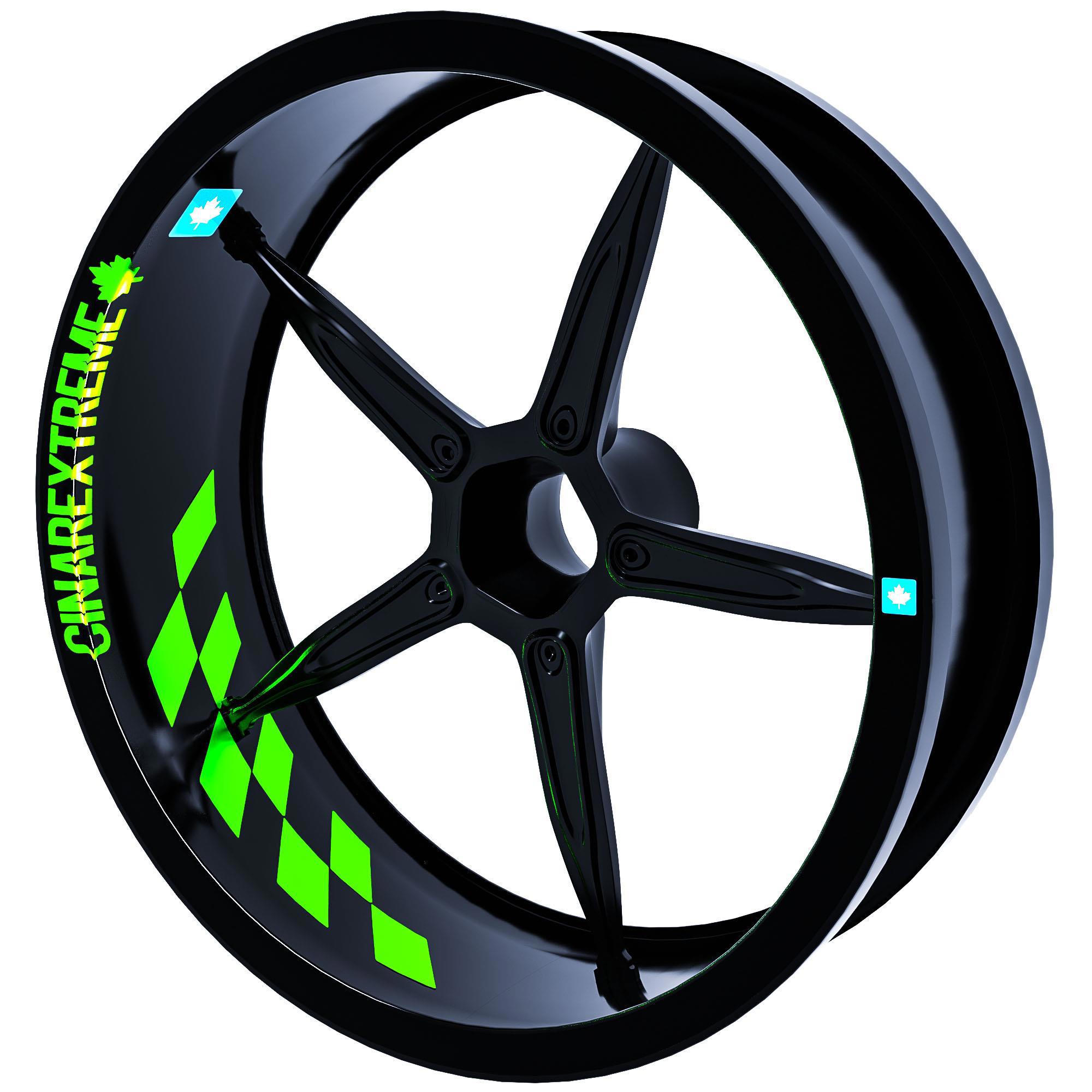 Çinar Extreme Gp Flag Damali Floresan Yeşil İç Jant Şeridi Sticker Çinar Extrem