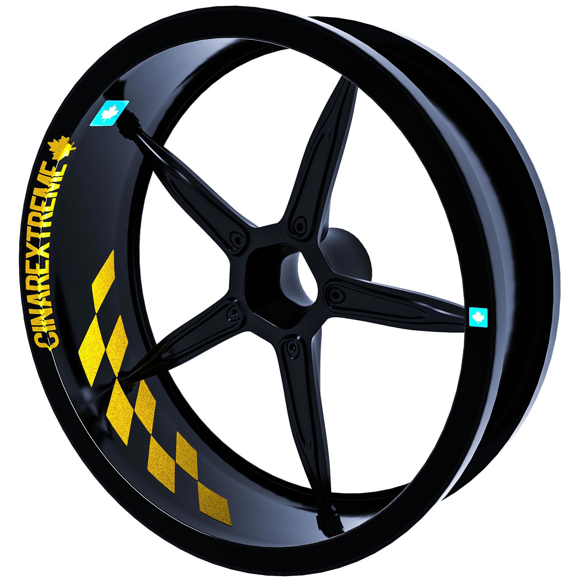 Çinar Extreme Gp Flag Damali Yaldizli Gold İç Jant Şeridi Sticker 