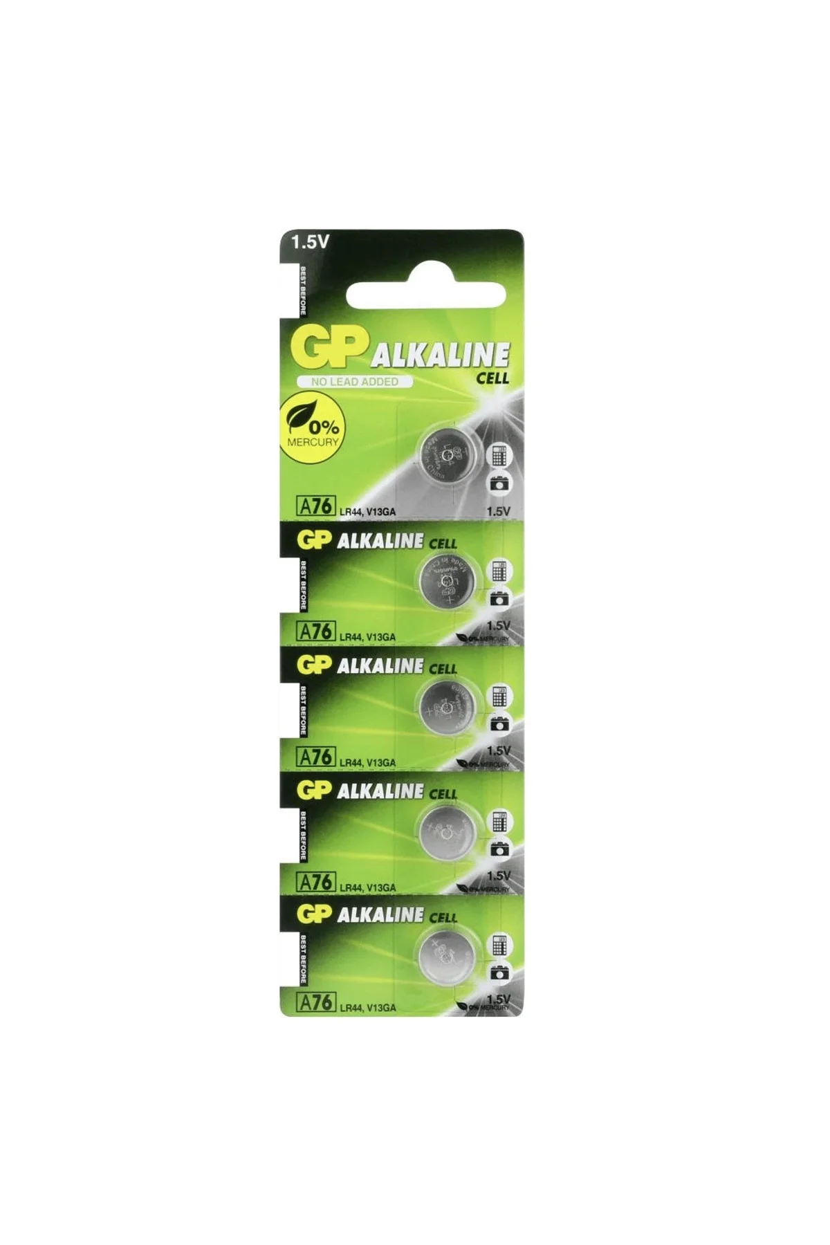 Gp Lr44 A76 1.5V Alkalin Pil 5'Li Paket Gp Lr44 A76 1.5V Alkalin Pil 5'Li Paket
