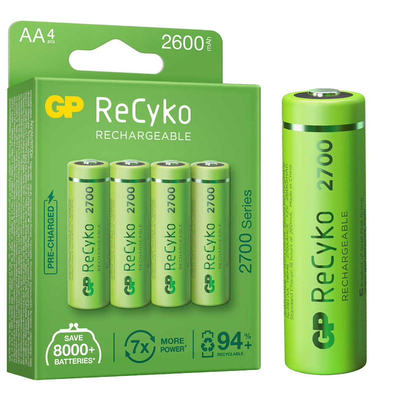 GP RECYKO AA 2600 MAH ŞARJLI 4LÜ PİL GP270AAHCE-2EB4 (GPRHC272E00 GP RECYKO AA 2600 MAH ŞARJLI 4LÜ PİL GP270AAHCE-2EB4 (GPRHC272E00