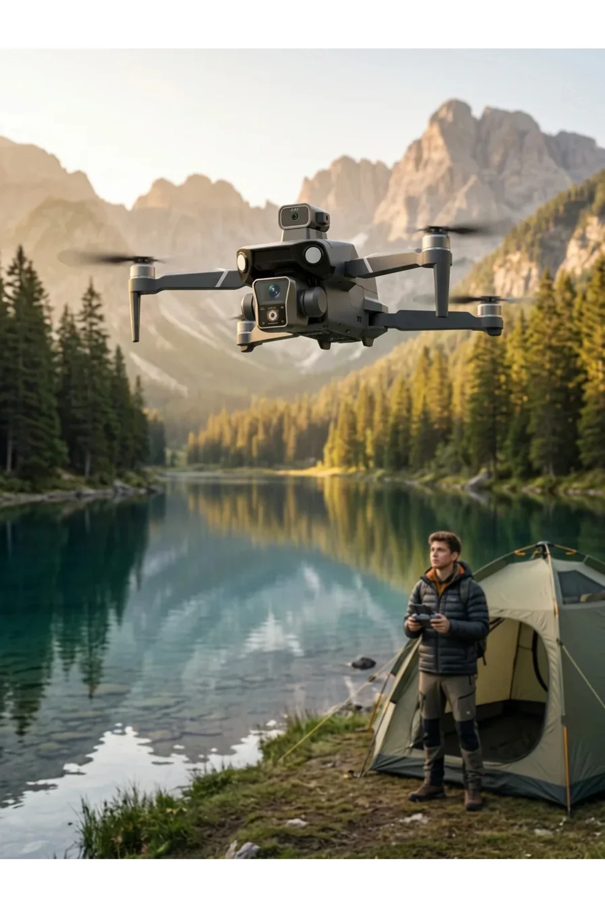 GPS Destekli Çift Kameralı Katlanabilir Drone Havadan Fotoğraf ve Video Çeki
