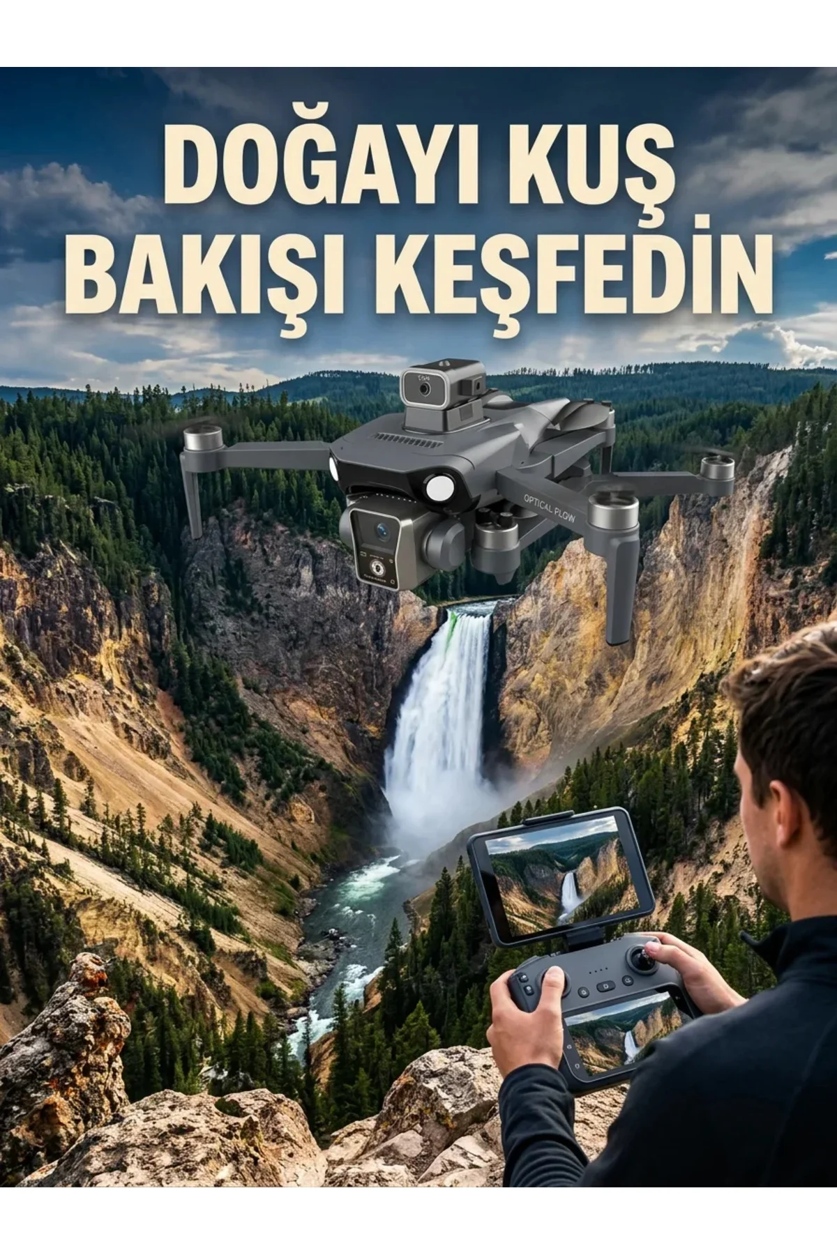 GPS Konumlandırmalı Çift Kameralı Drone Canlı Görüntü Aktarımlı GPS Konumlandırmalı Çift Kameralı Drone Canlı Görüntü Aktarımlı