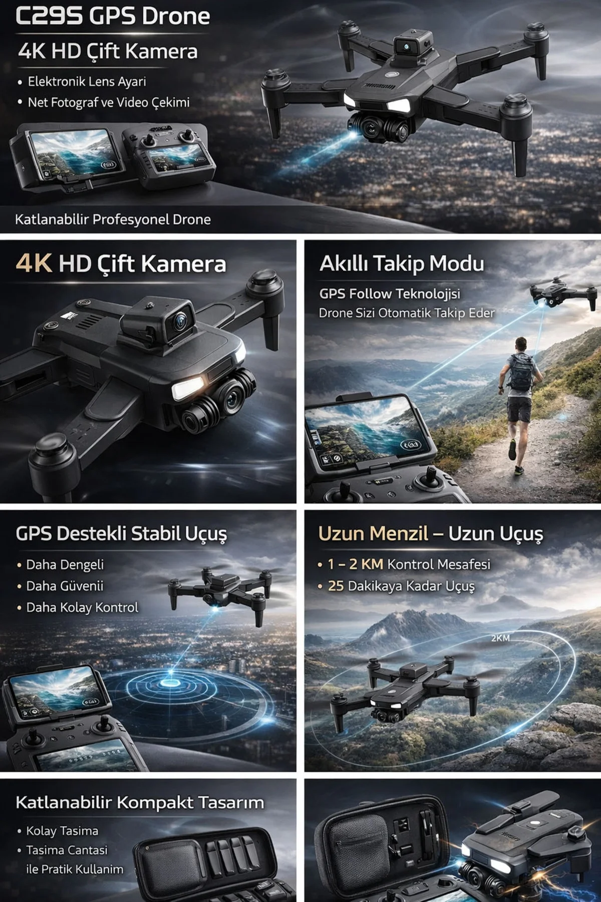 GPS ve Brushless Motorlu 4K Çift Kameralı Drone ile Geniş Menzilde Profesyonel Çekimler