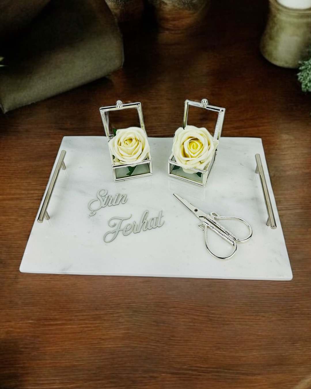 Grace Beyaz Nişan Tepsi