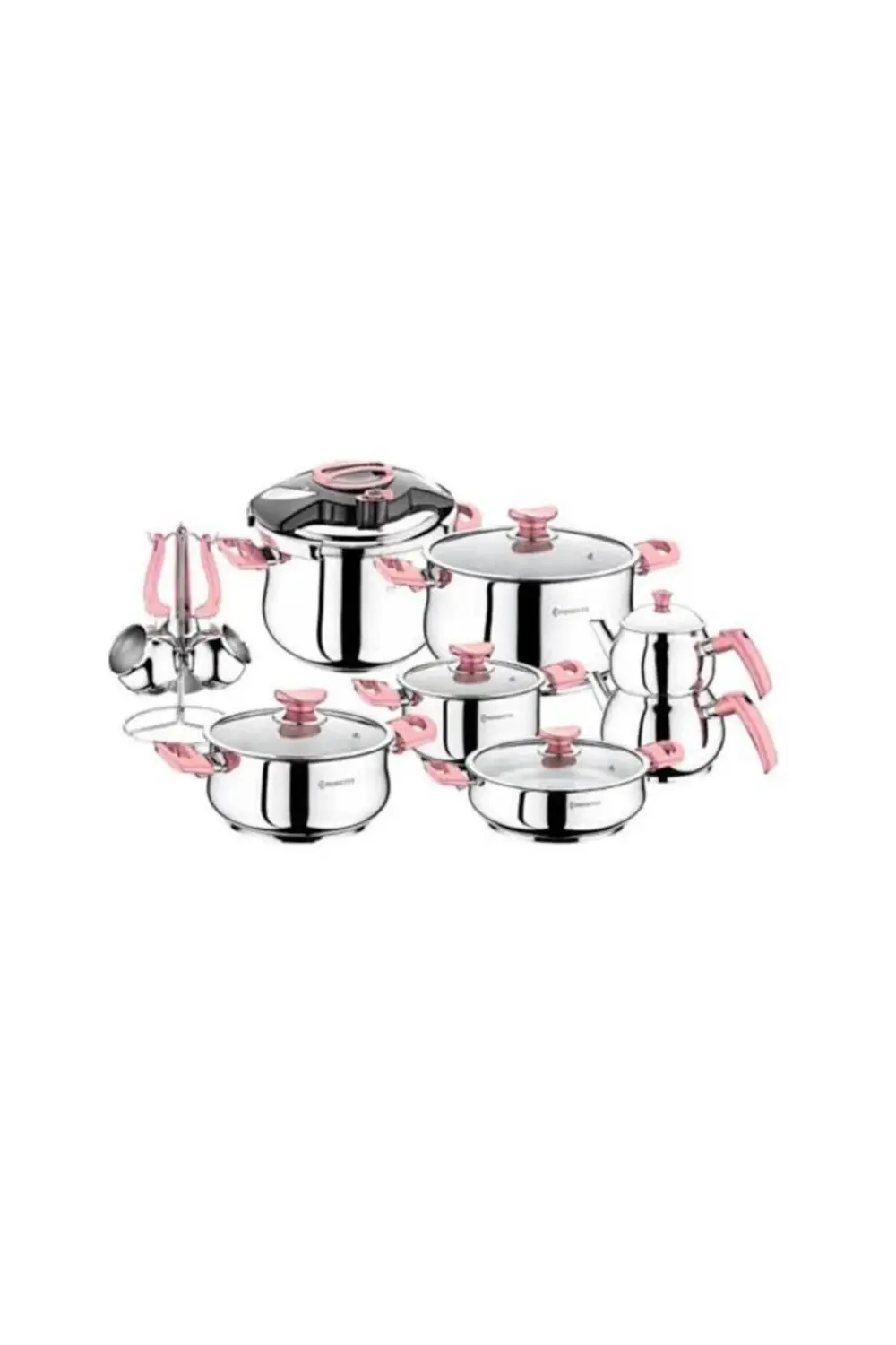 Grado Delüx 18 Prç Çelik Tencere Seti Pembe